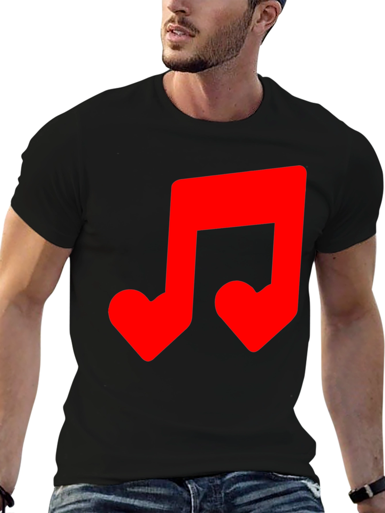 Musical Note Heart T-Shirt - Black