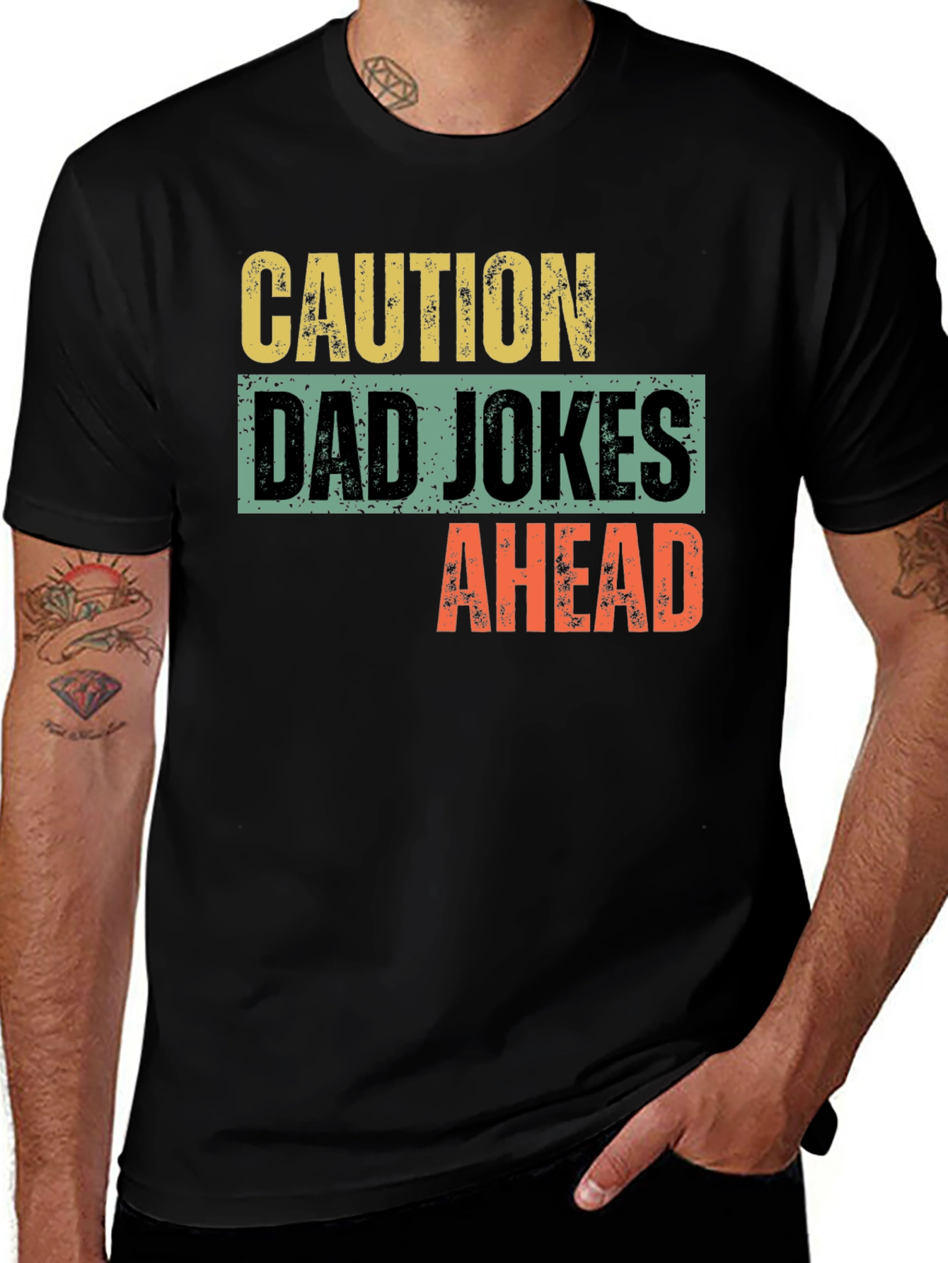Caution Dad Jokes Ahead Graphic T-Shirt
