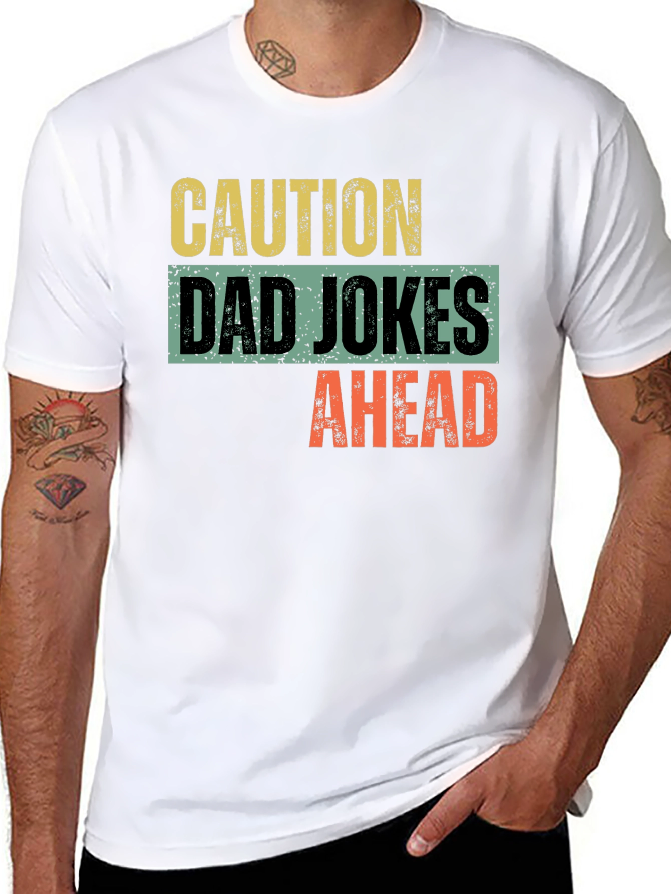 Caution Dad Jokes Ahead Graphic T-Shirt