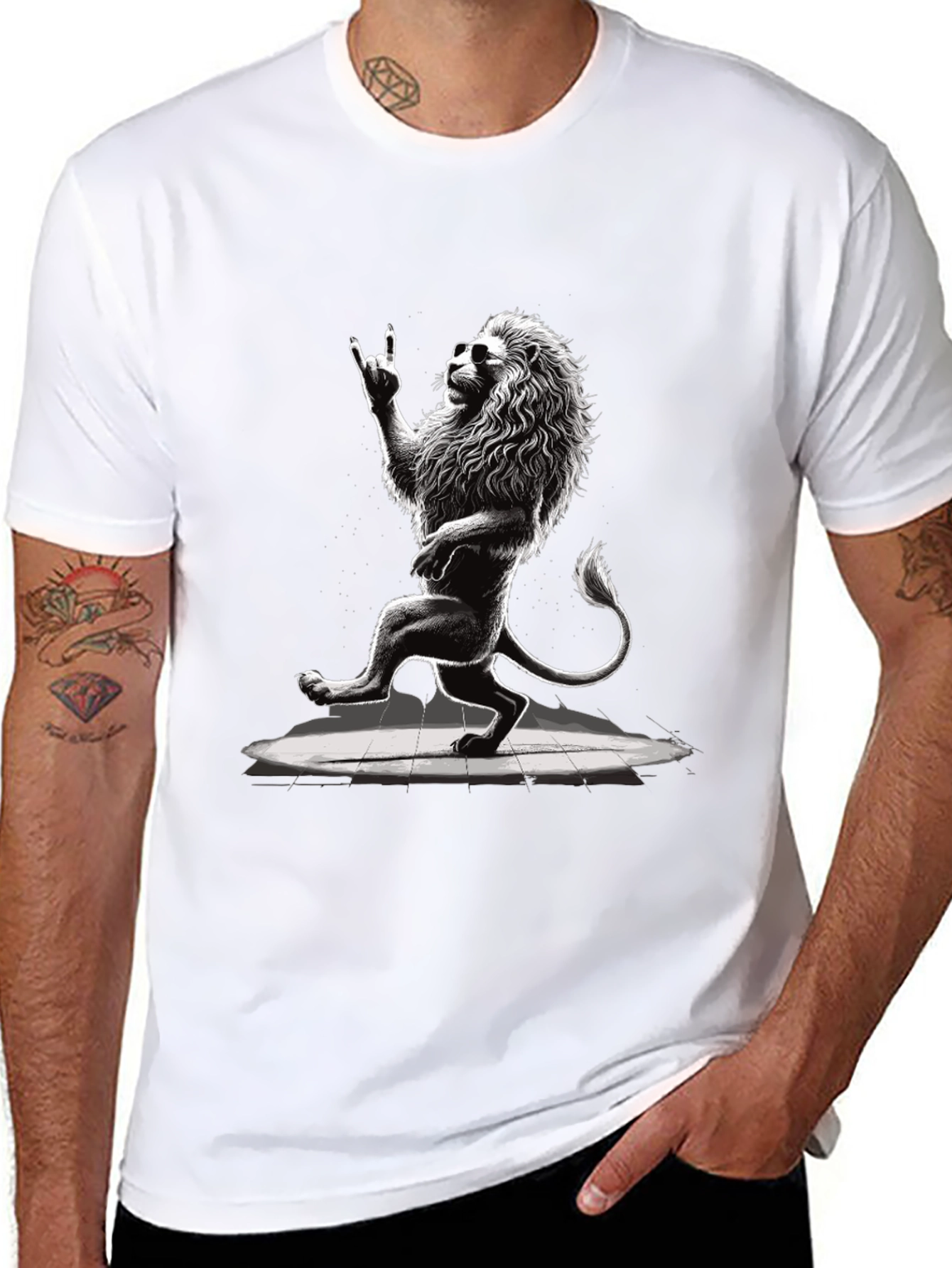 Cool Lion Graphic Tee - Rock On!