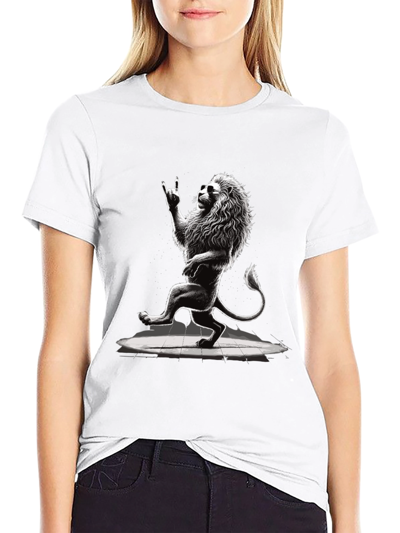 Cool Lion Graphic Tee - Rock On!