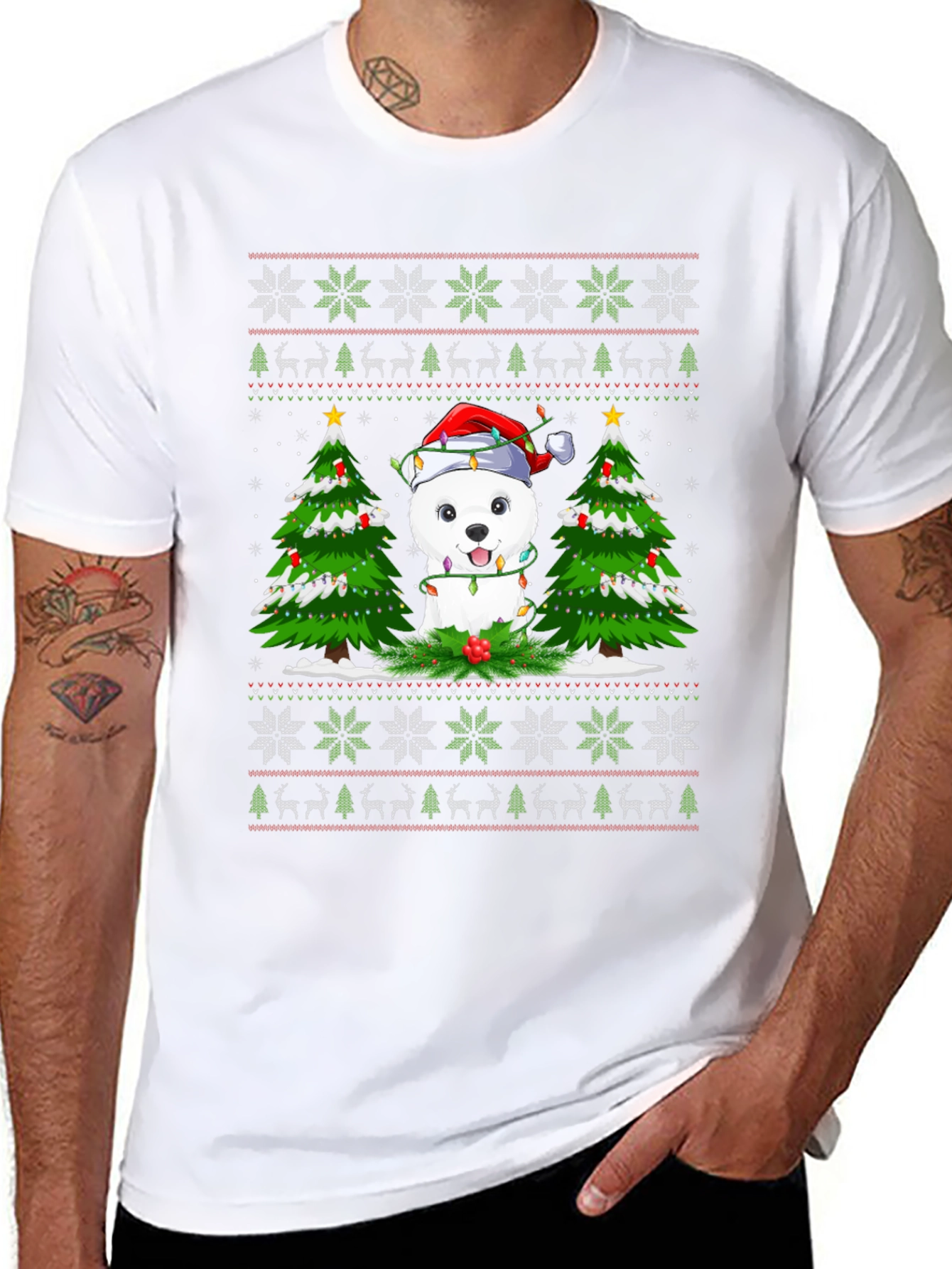 Festive Dog Ugly Christmas T-Shirt