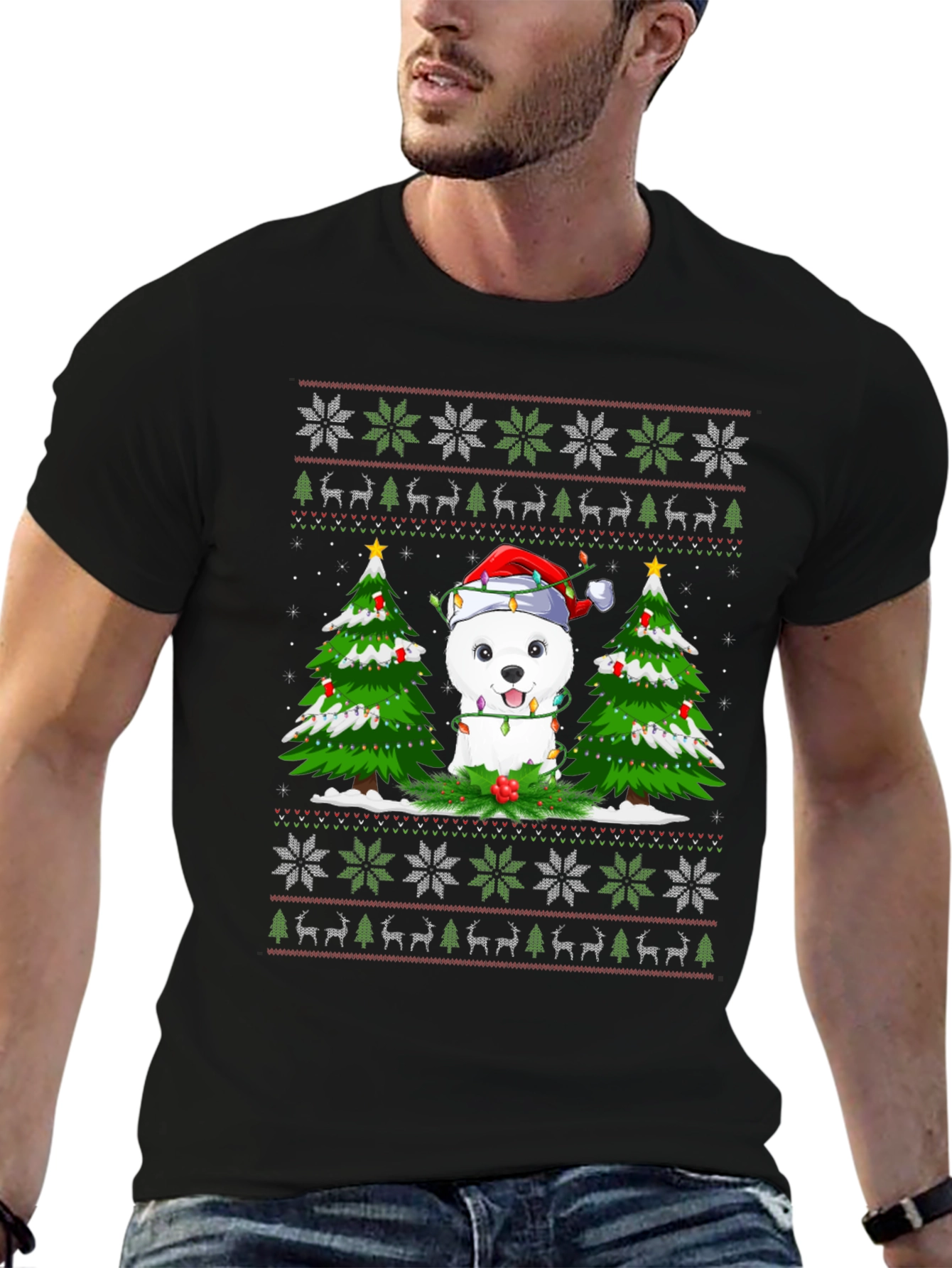 Festive Dog Ugly Christmas T-Shirt