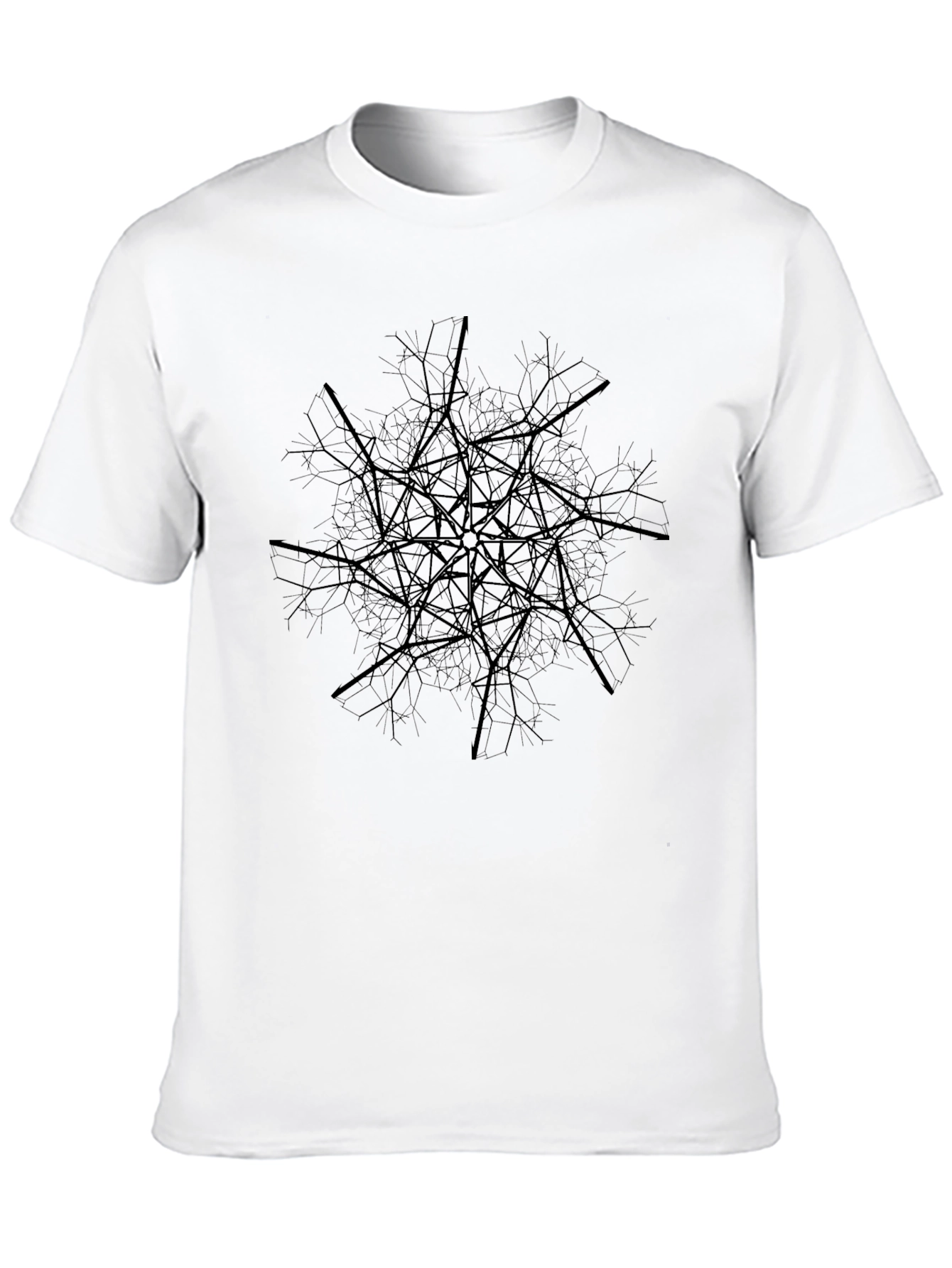 Abstract Geometric Tree Branch Design Tee - Black