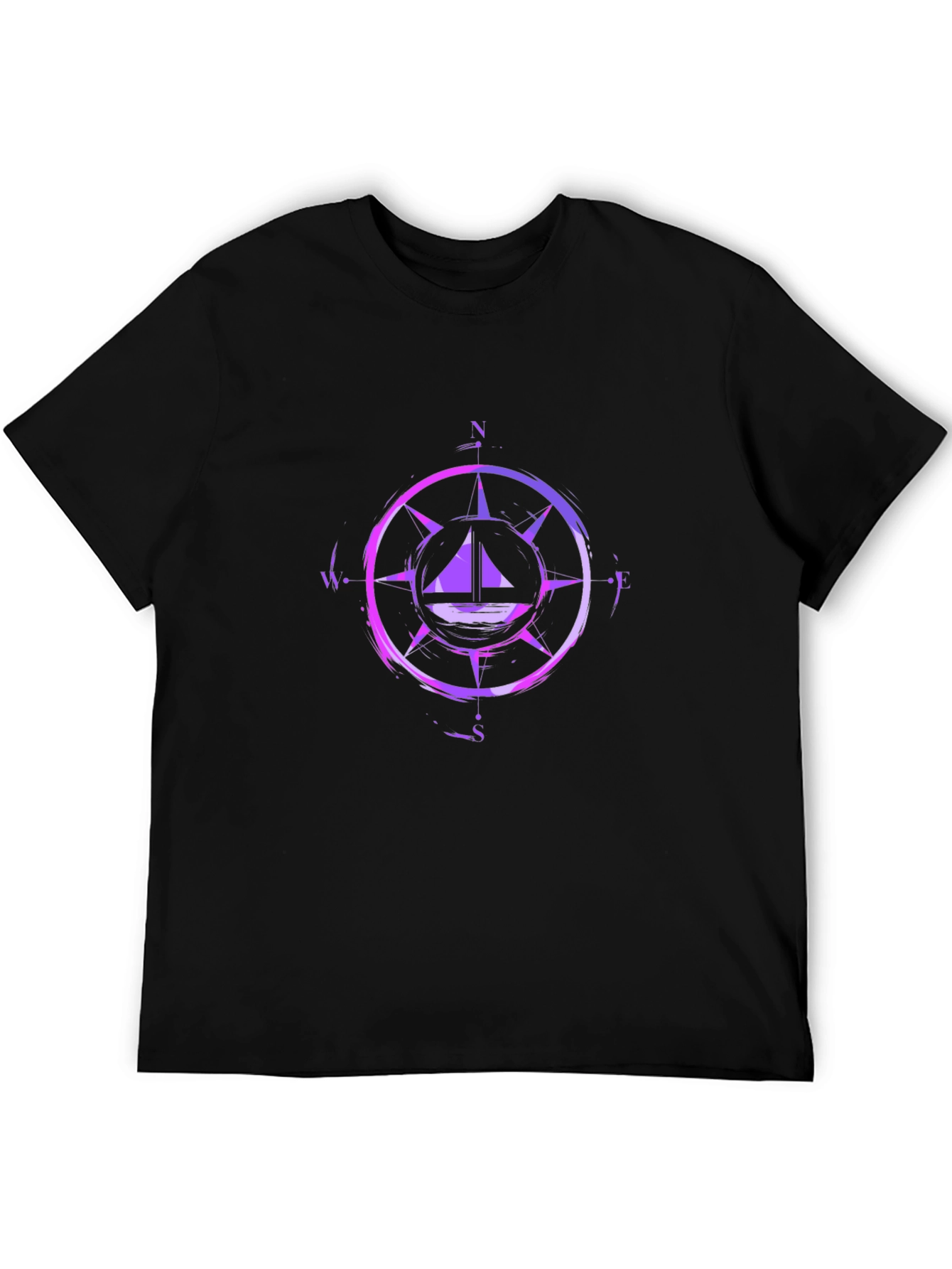 Nautical Compass Graphic Tee - Black Cotton Blend