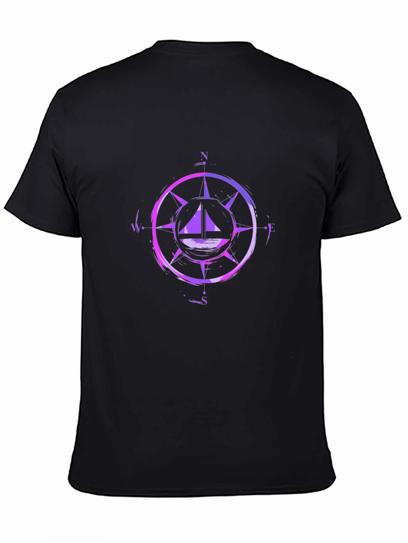 Nautical Compass Graphic Tee - Black Cotton Blend