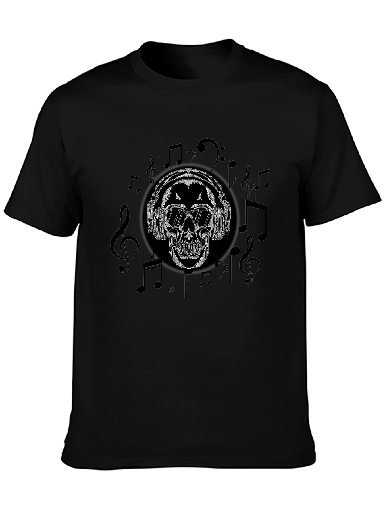 Skull Headphones Graphic T-Shirt - Black