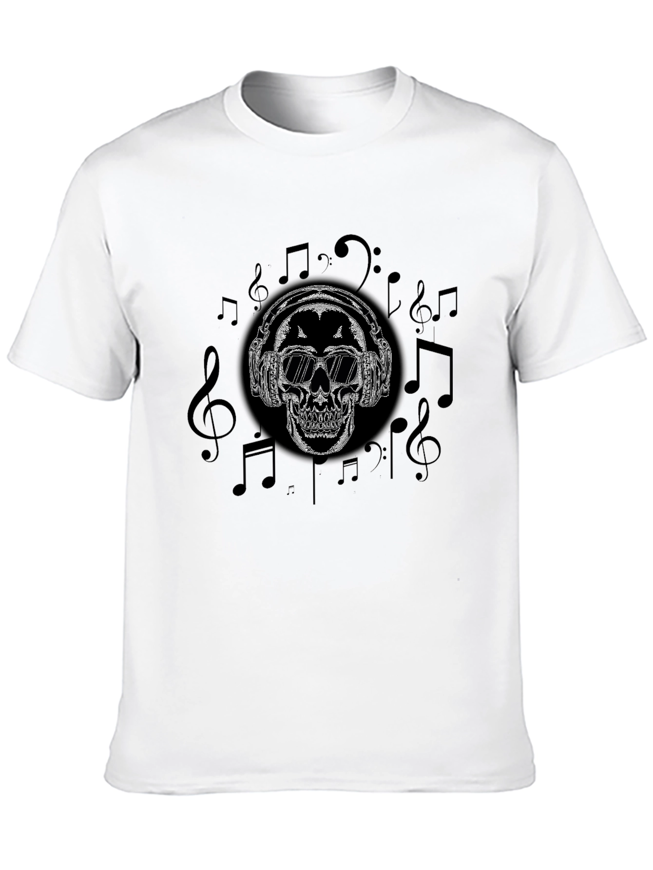 Skull Headphones Graphic T-Shirt - Black