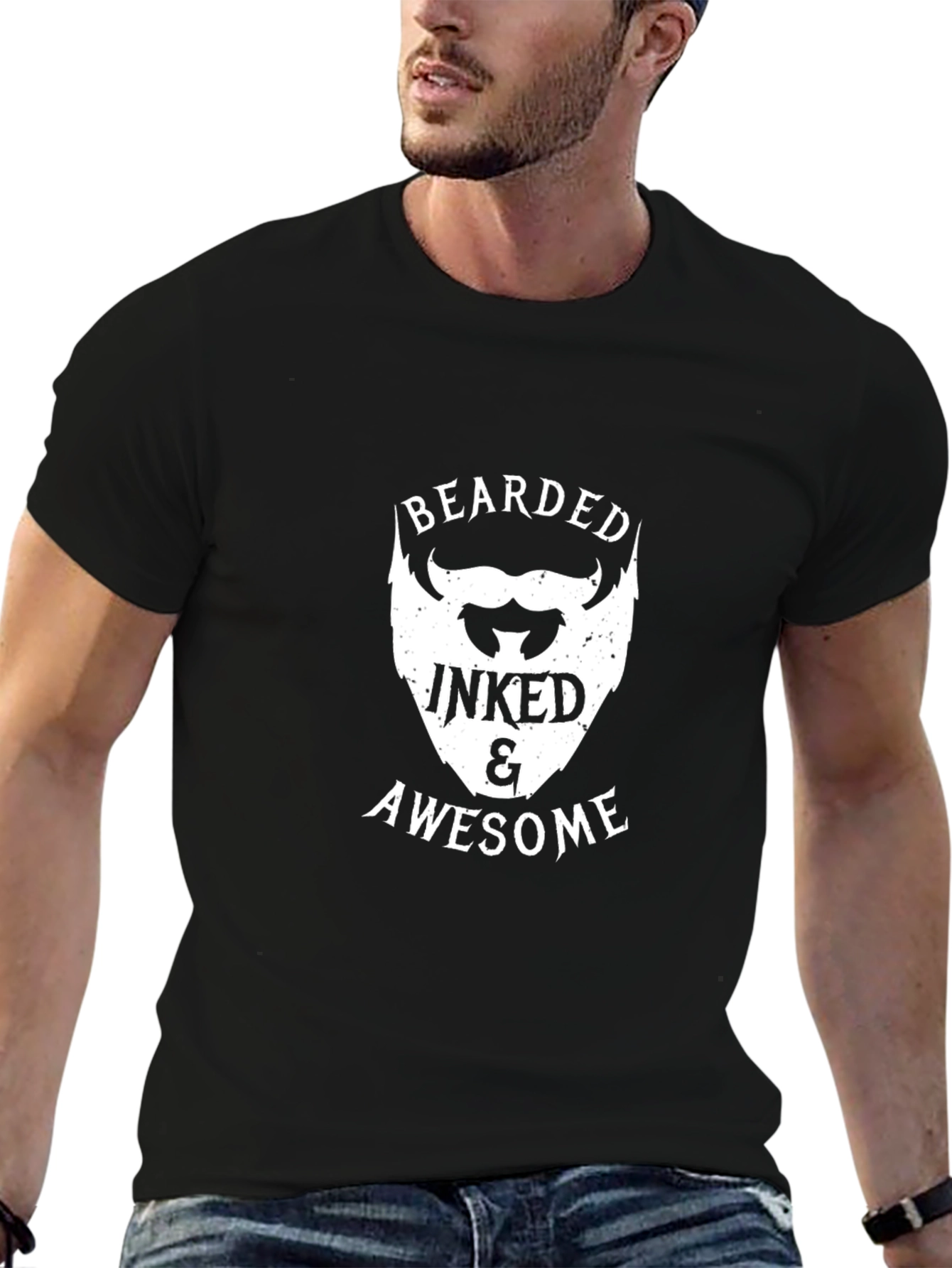 Bearded Inked & Awesome Mens Graphic Tee