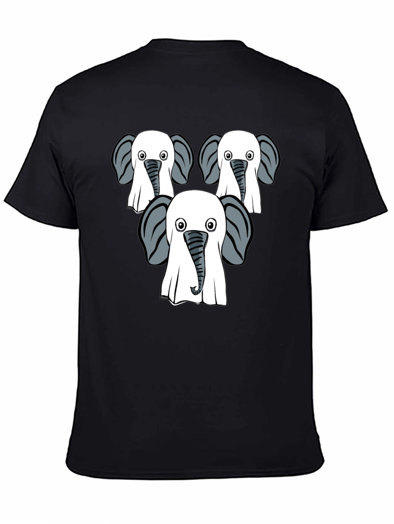 Elephant Ghost Black Graphic T-Shirt