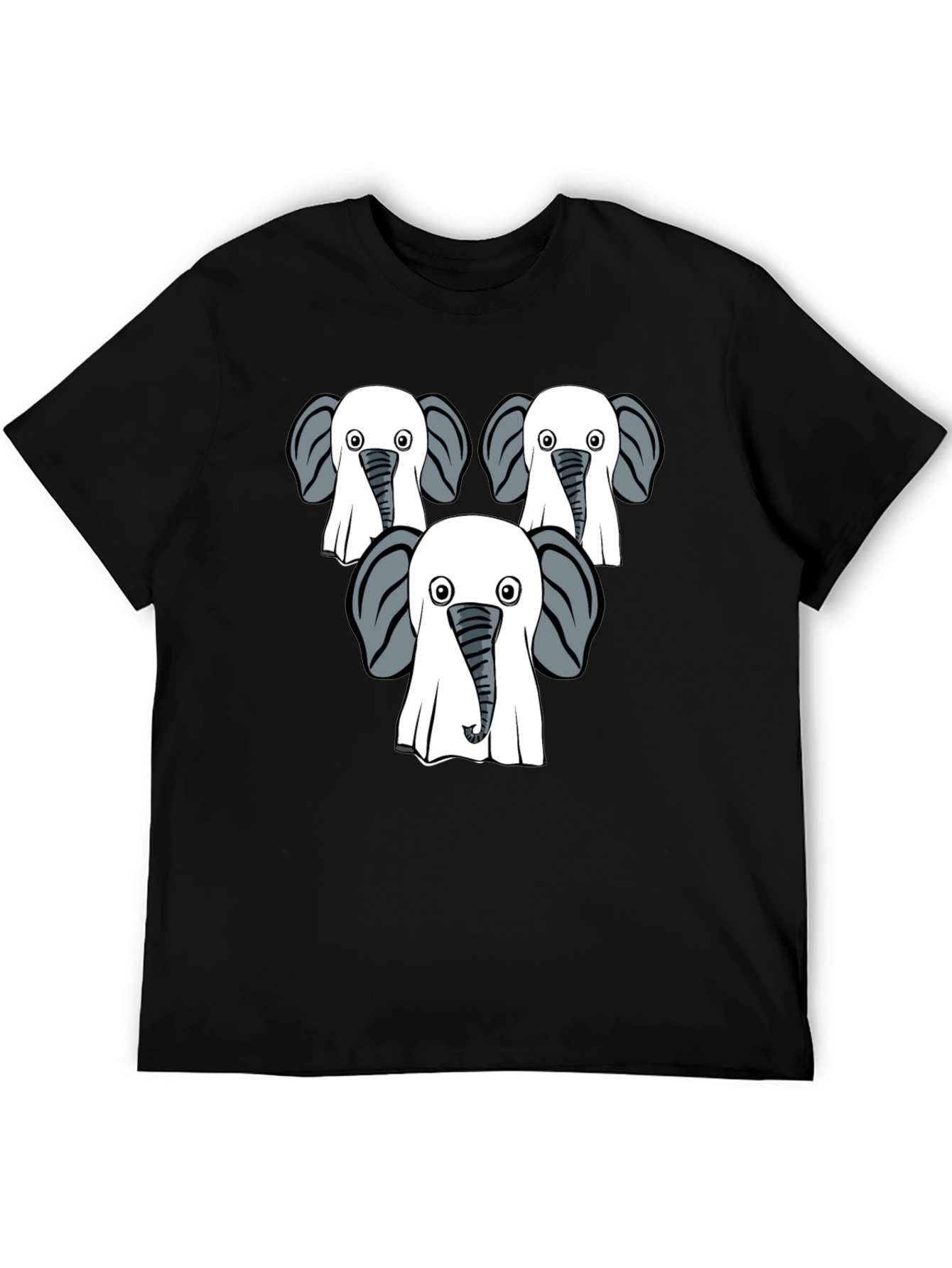 Elephant Ghost Black Graphic T-Shirt
