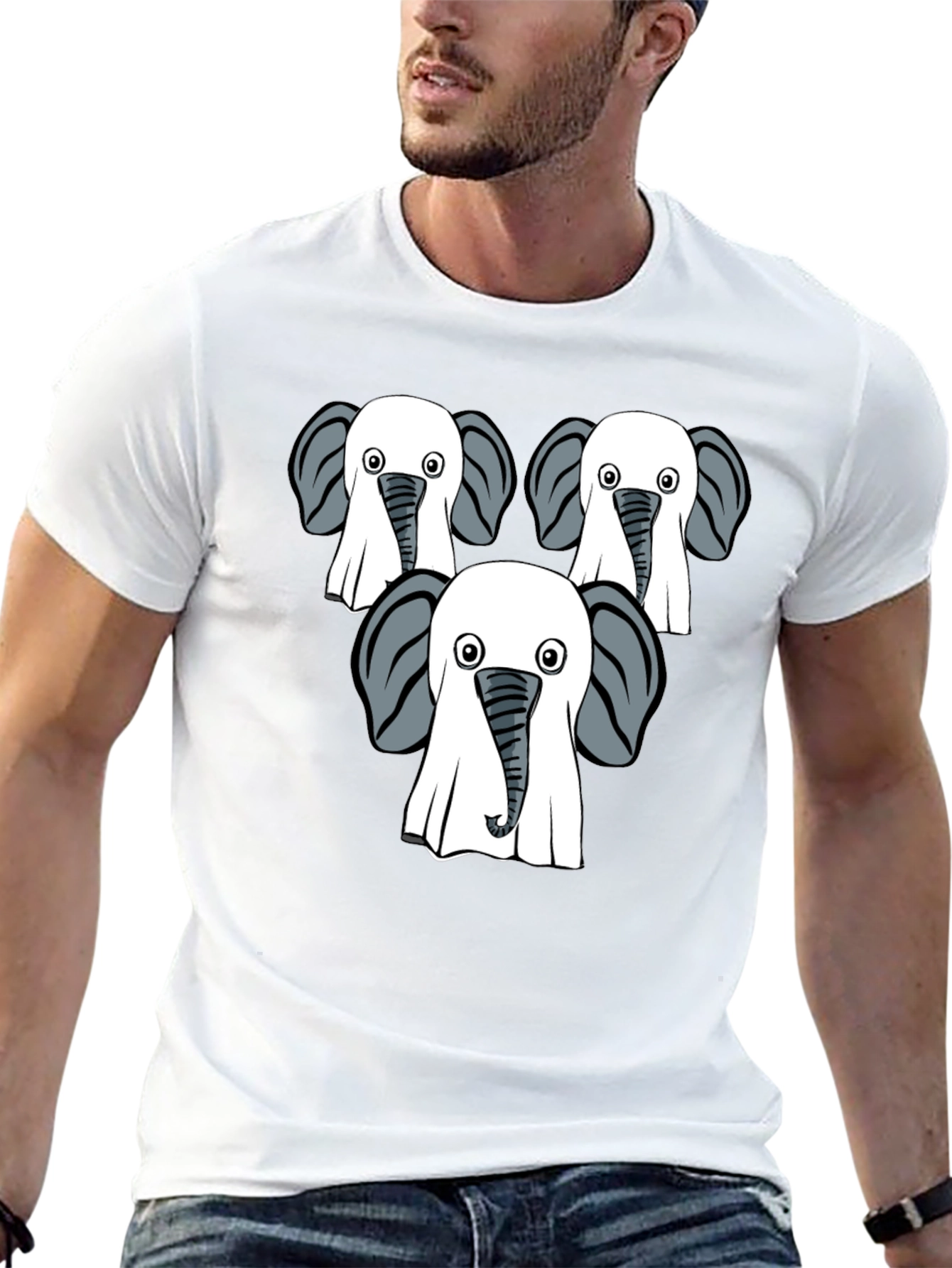 Elephant Ghost Black Graphic T-Shirt