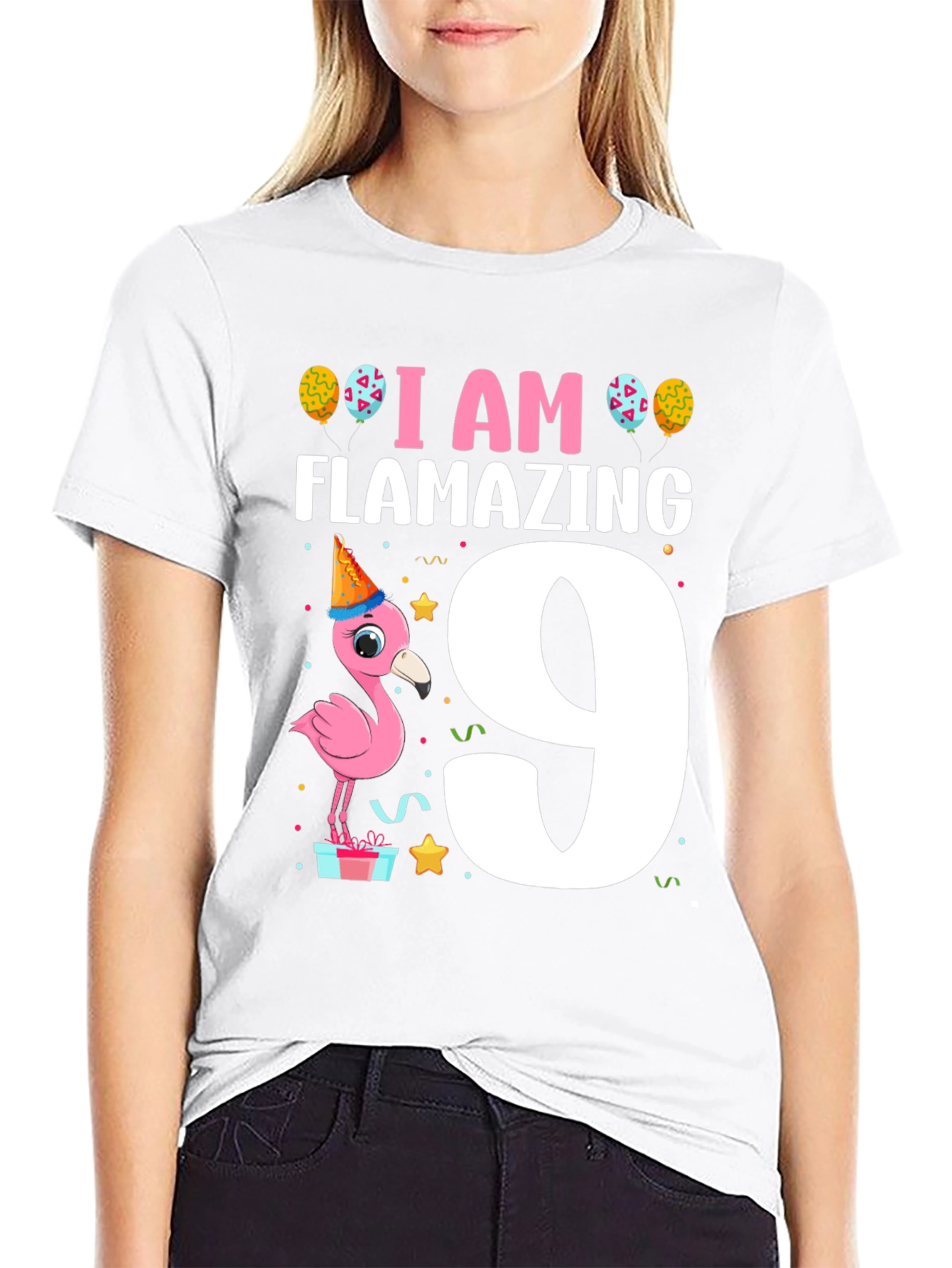 Flamazing 9th Birthday T-Shirt - Cute Flamingo Party Tee