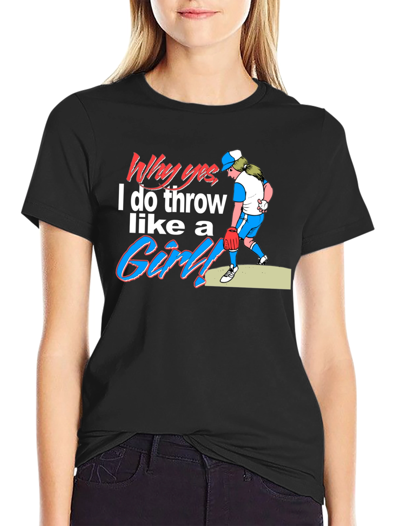 Funny Throw Like a Girl Graphic Tee