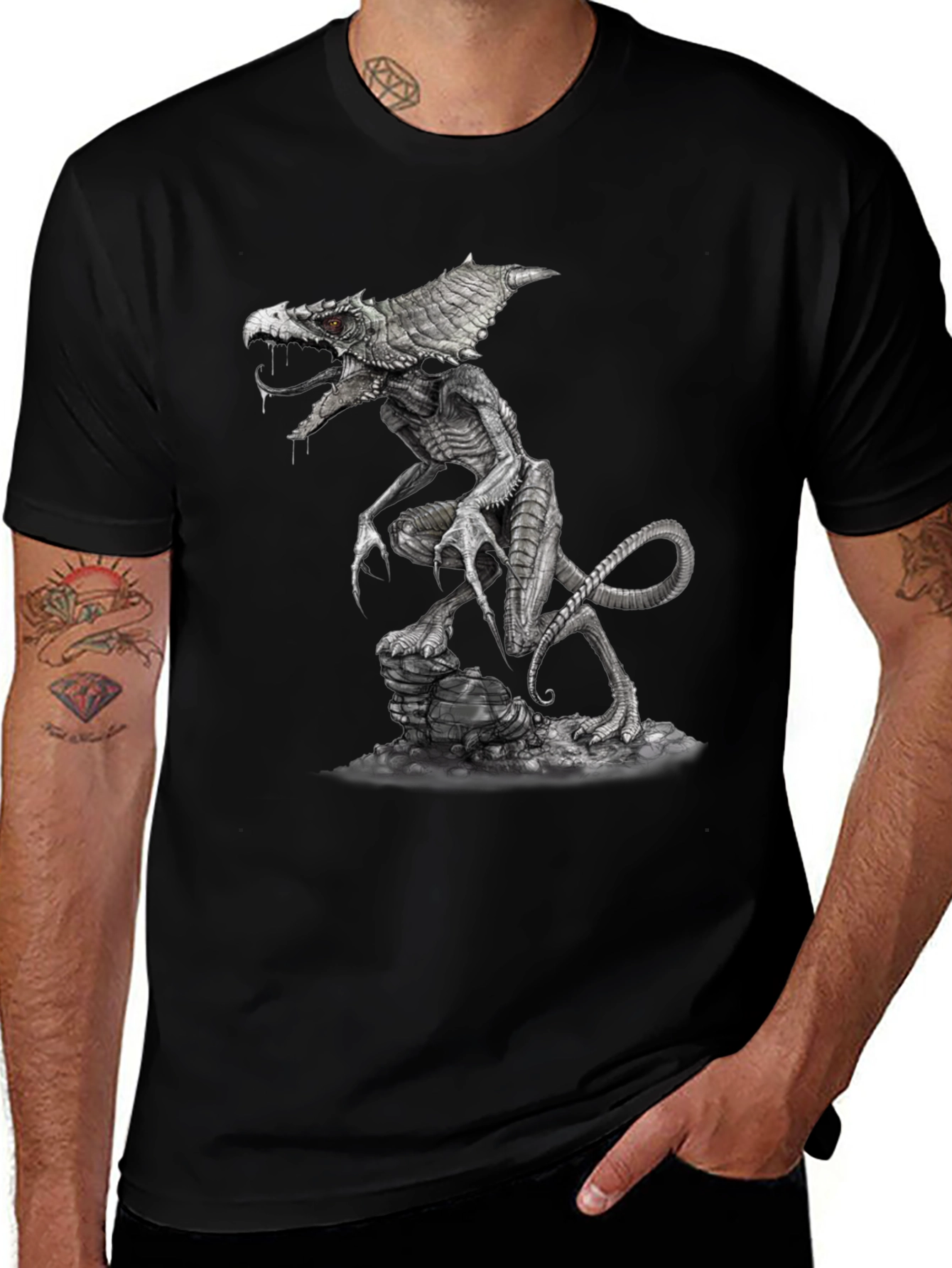 Monster Creature Graphic Tee - Black