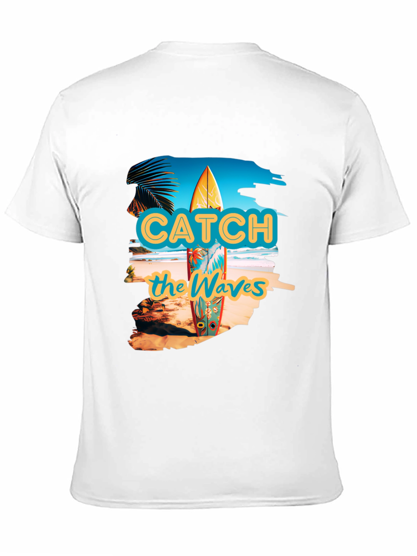 Catch the Waves Black Graphic T-Shirt