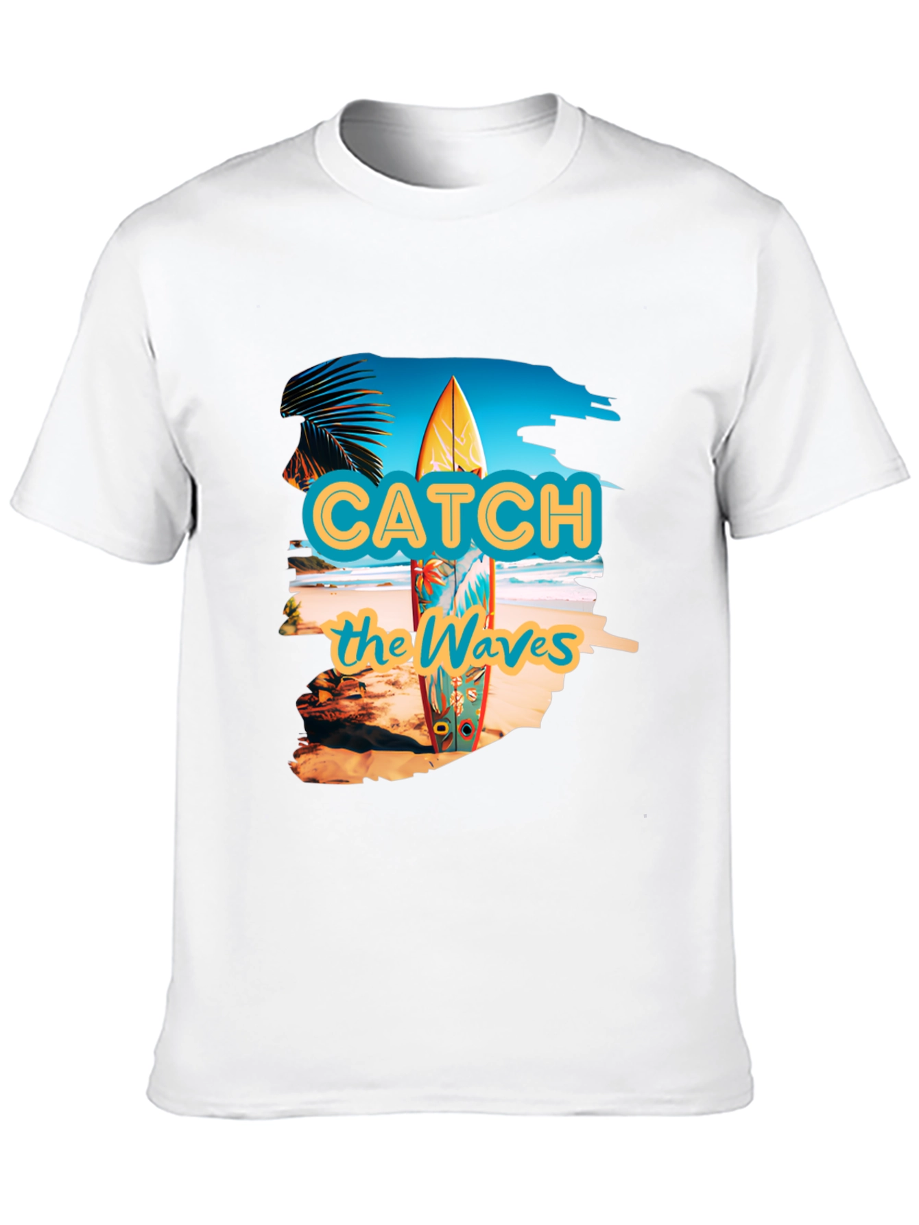 Catch the Waves Black Graphic T-Shirt