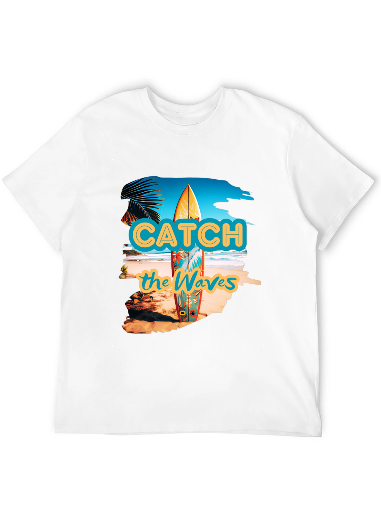 Catch the Waves Black Graphic T-Shirt