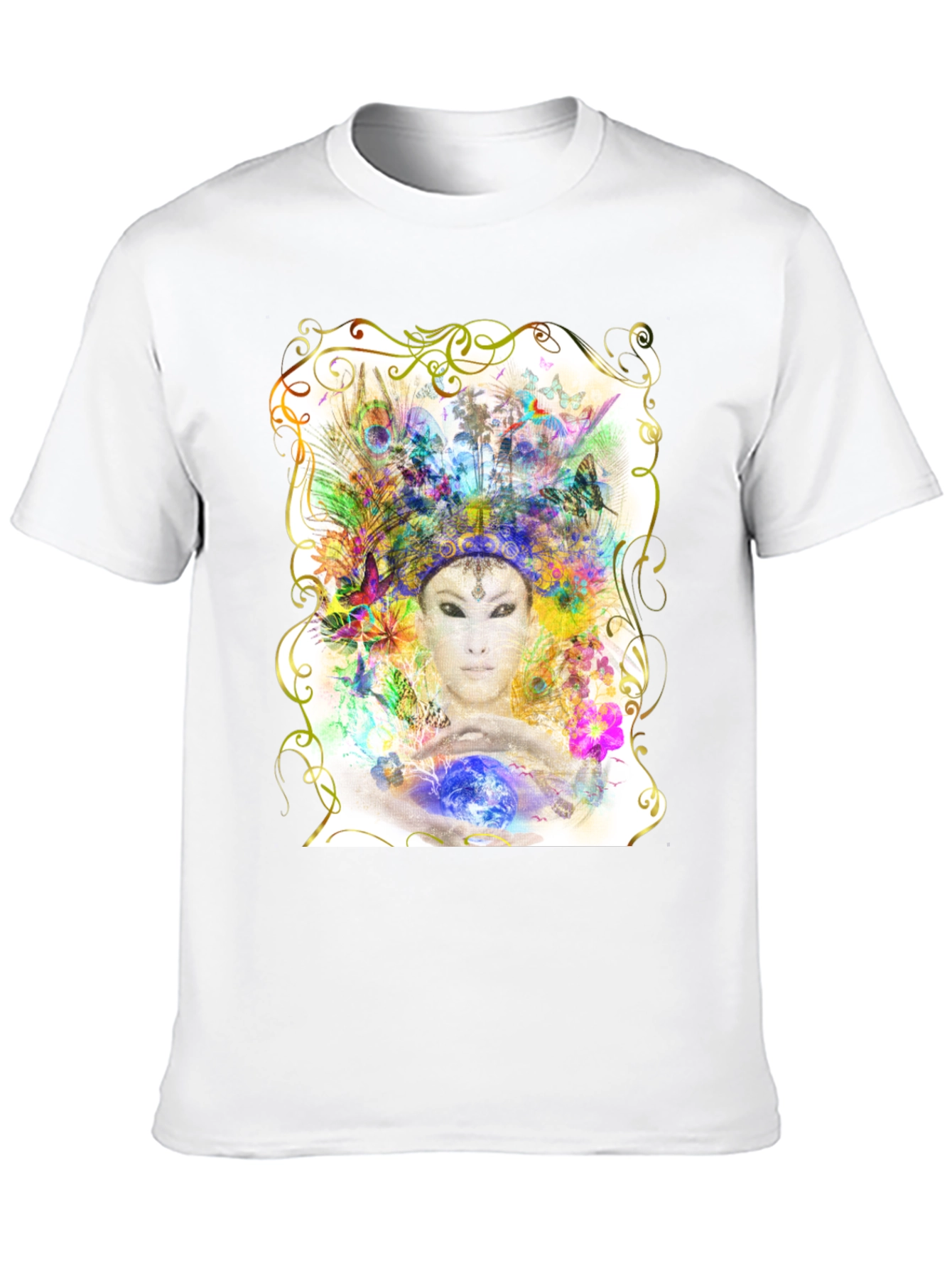 Artistic Goddess Graphic T-Shirt - Black