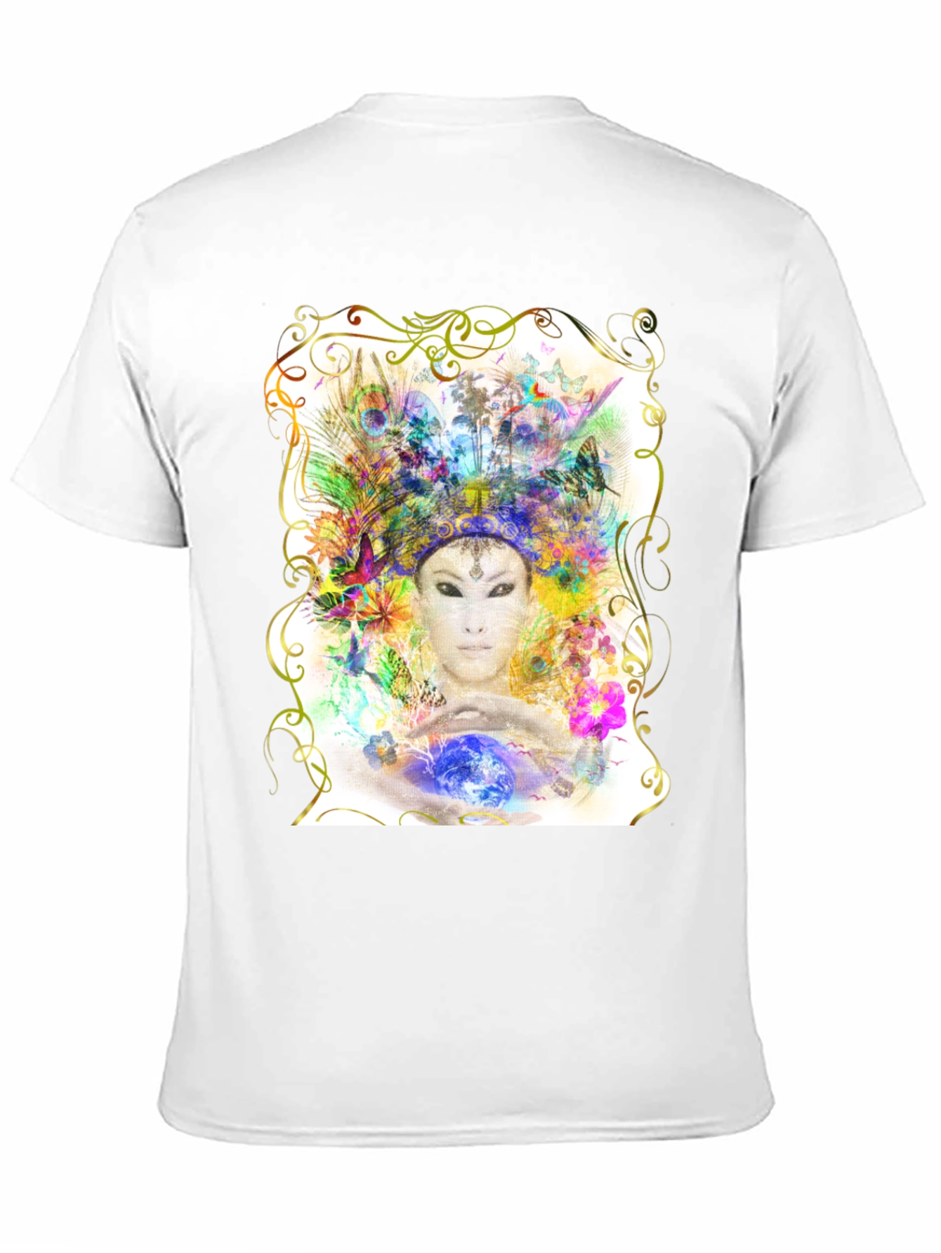 Artistic Goddess Graphic T-Shirt - Black