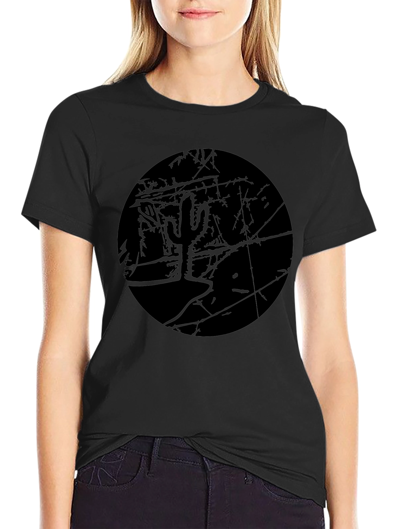 Monochrome Cactus Graphic T-Shirt