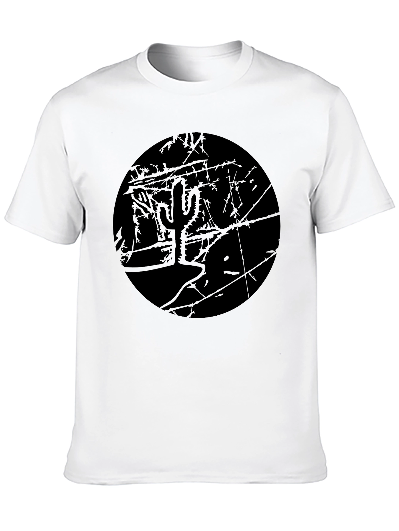 Monochrome Cactus Graphic T-Shirt