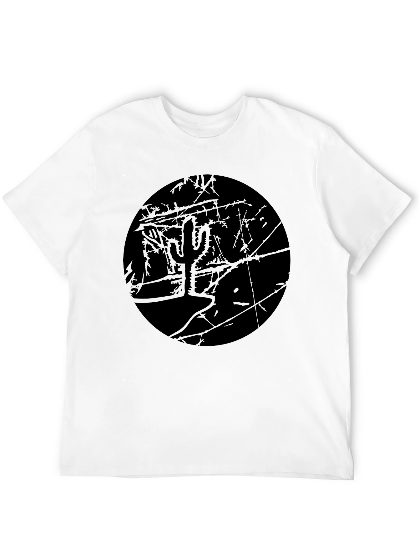 Monochrome Cactus Graphic T-Shirt