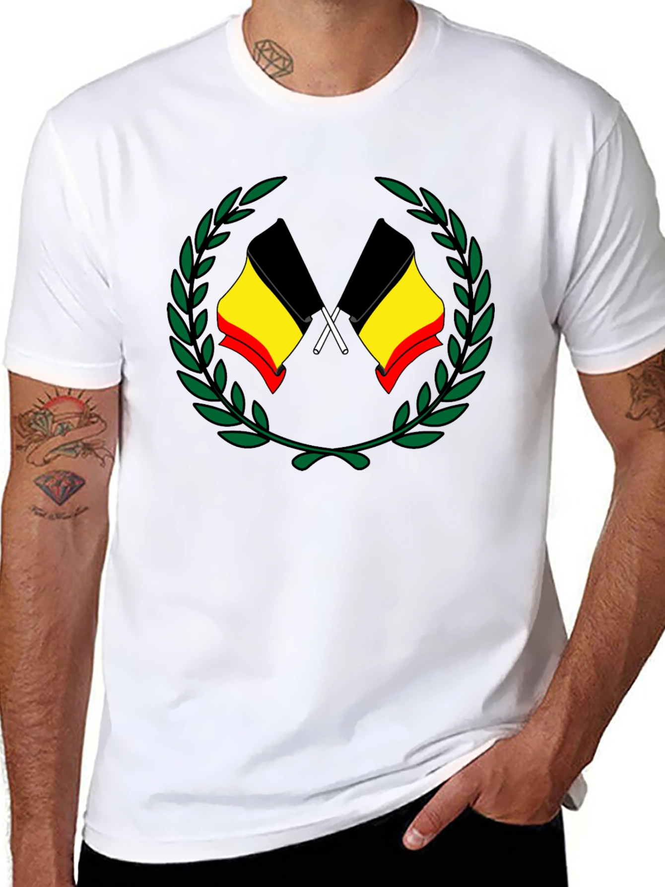 Belgian Flag Laurel Wreath T-Shirt