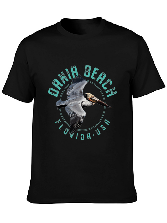 Dania Beach Pelican Graphic Tee - Florida USA Souvenir