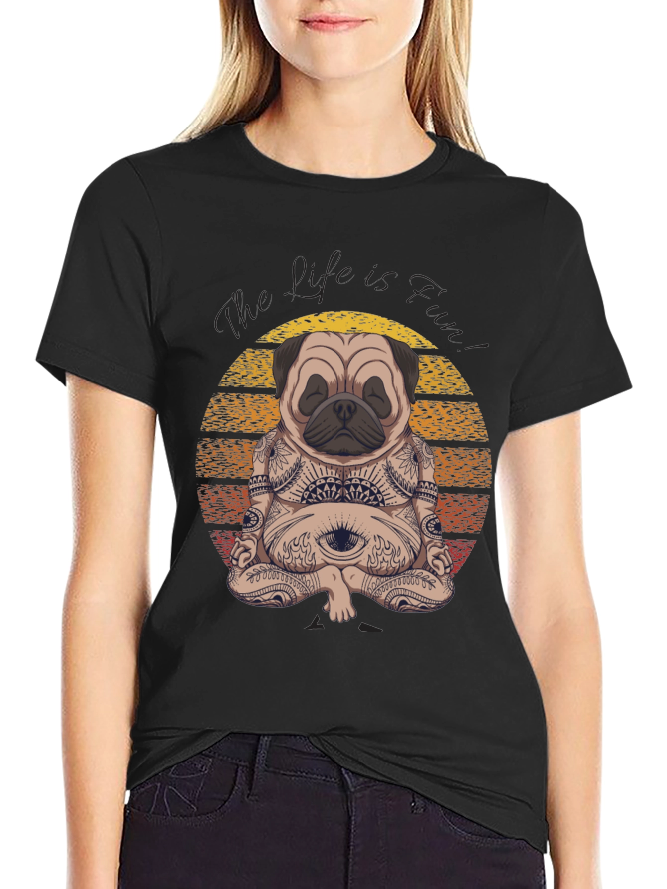 Zen Pug T-Shirt - Meditating Dog Graphic Tee