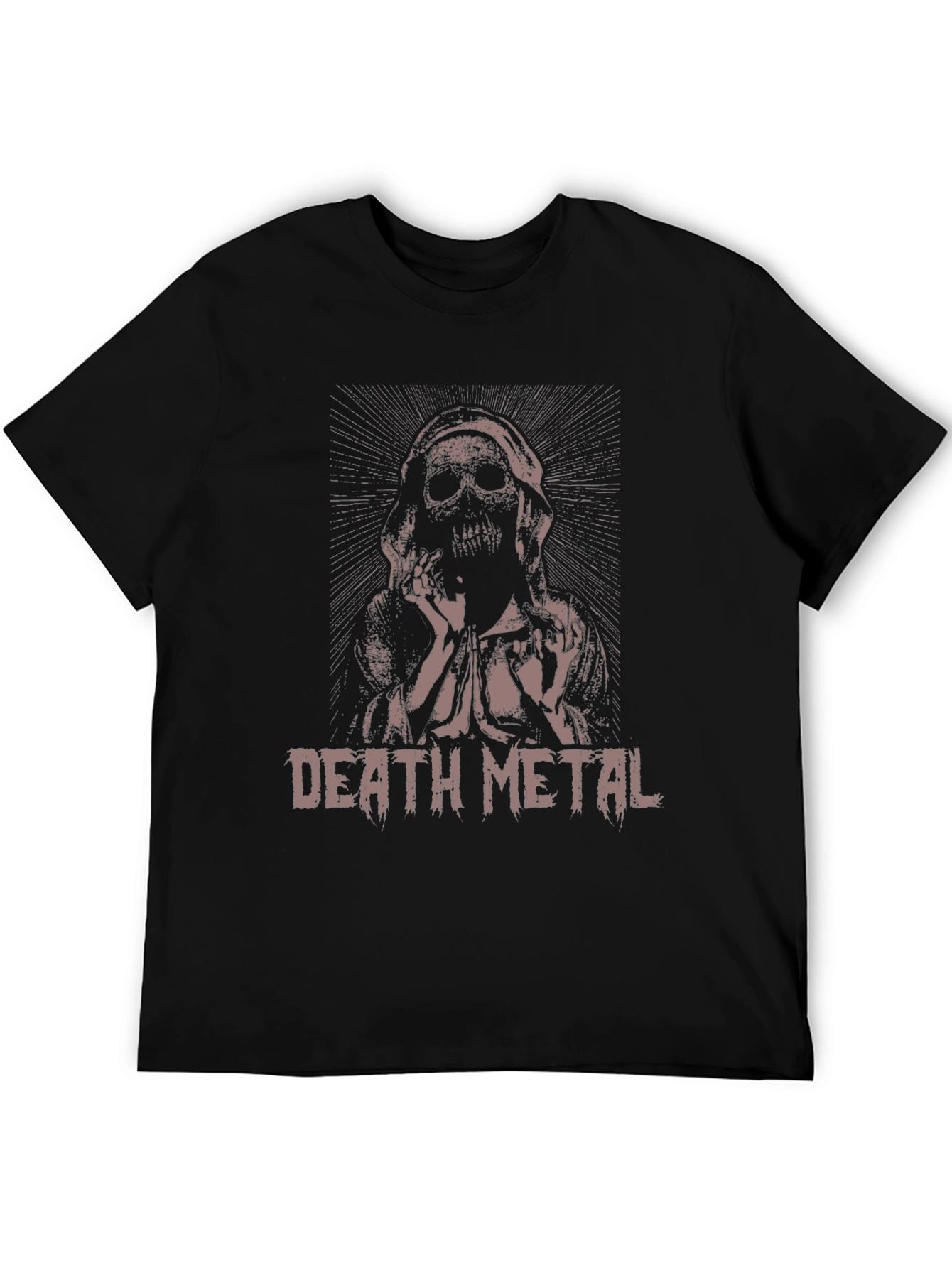 Death Metal Skull Graphic Black T-Shirt