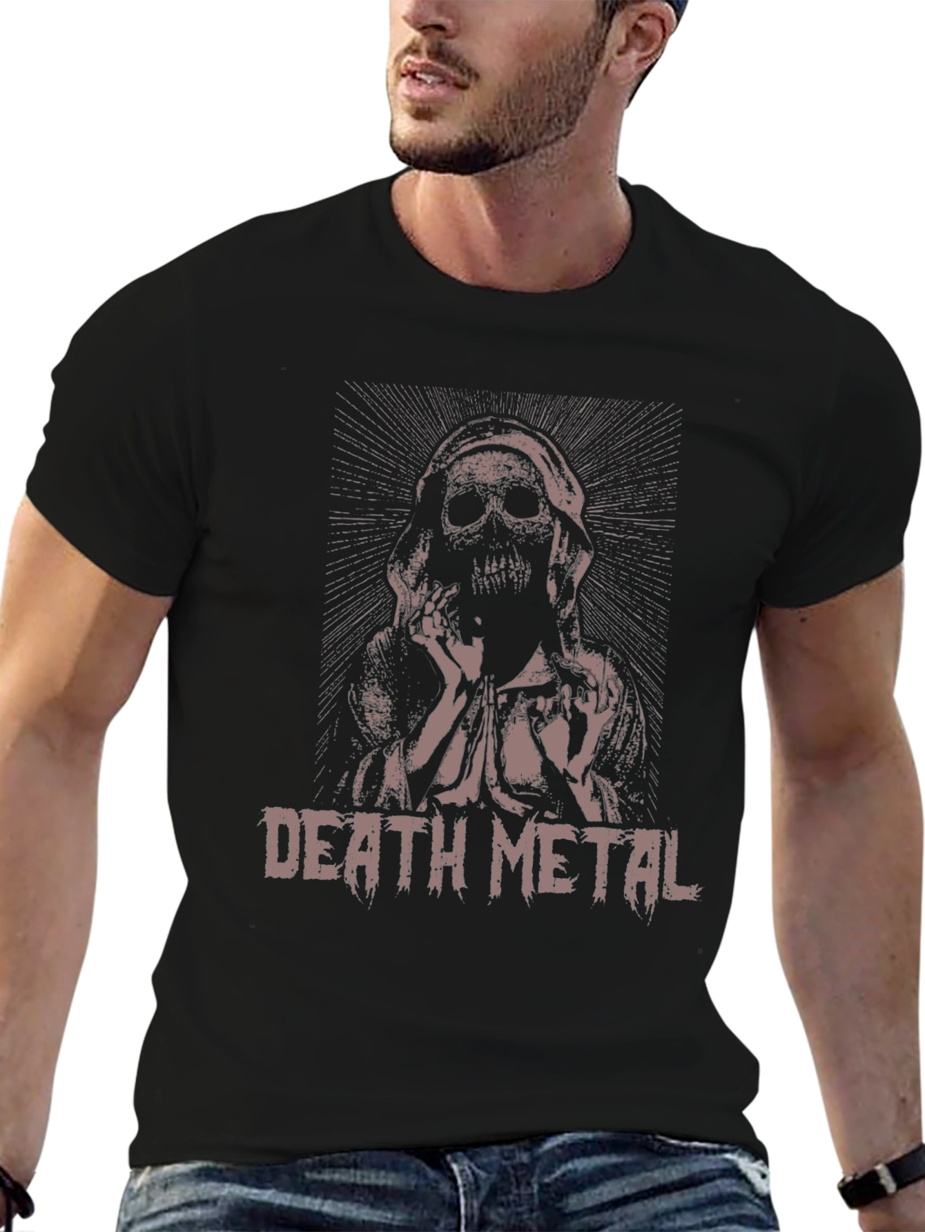 Death Metal Skull Graphic Black T-Shirt