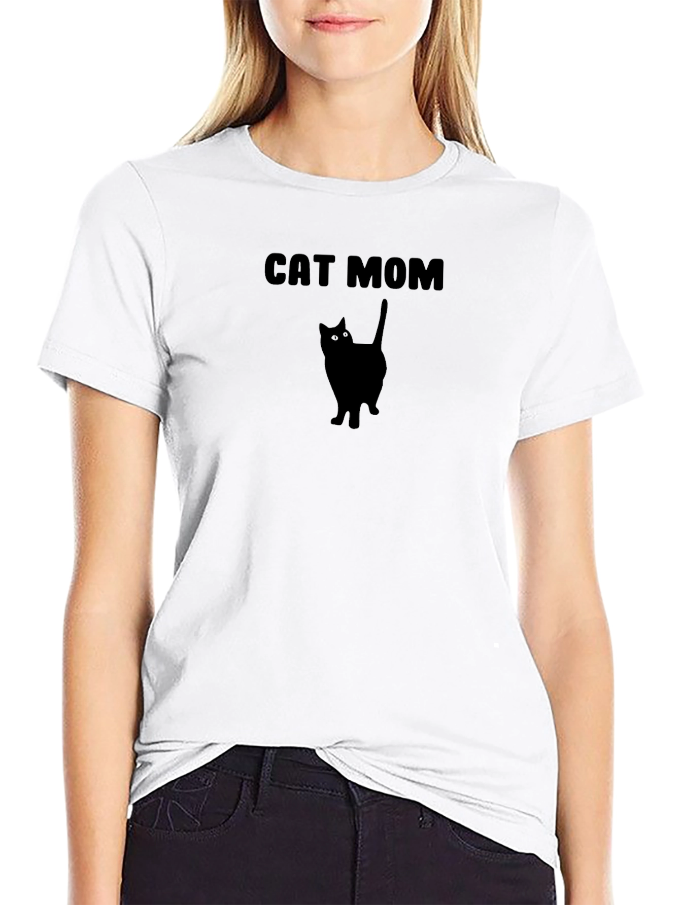 Cat Mom T-Shirt - Black Cat Silhouette