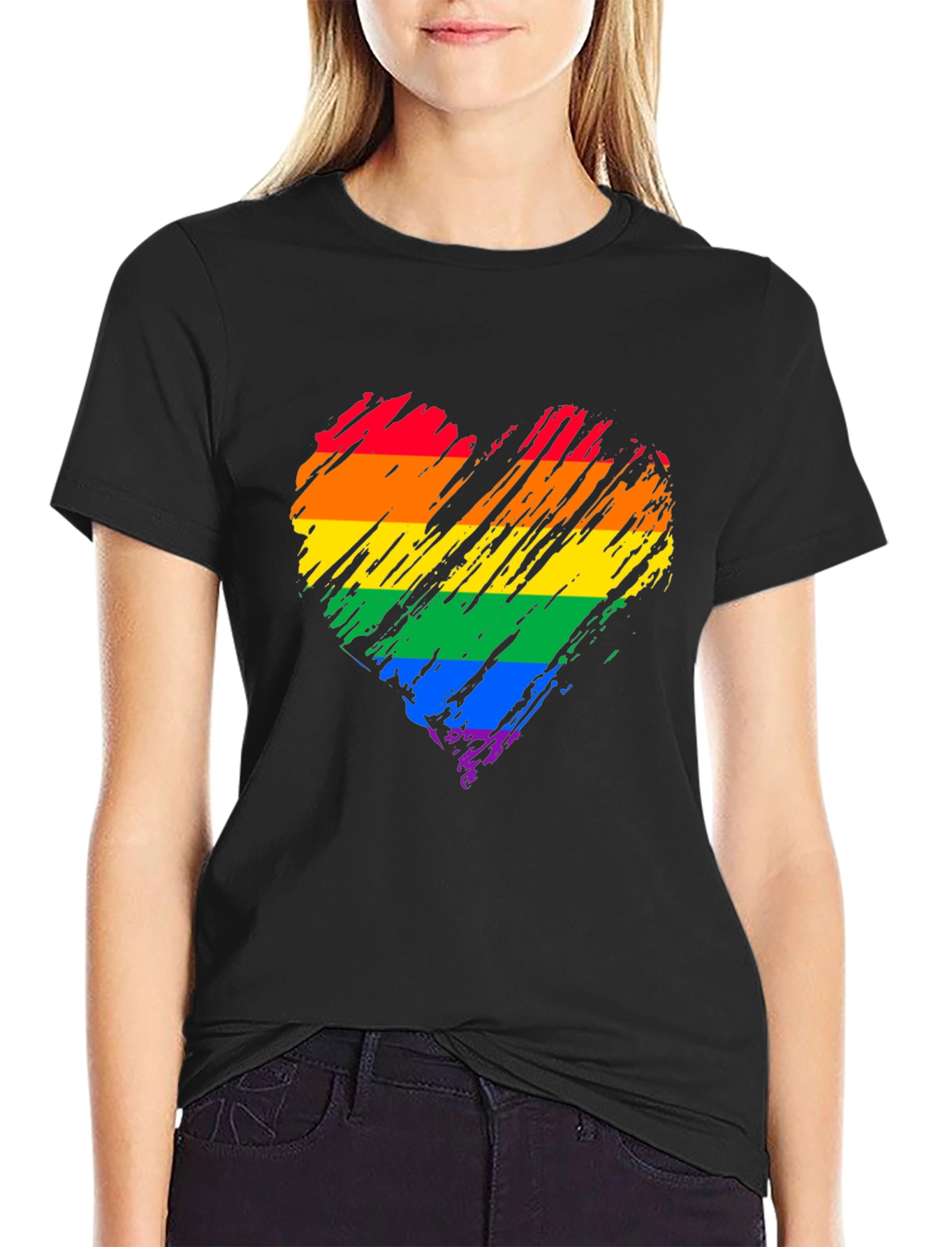 Rainbow Heart Graphic Tee - Pride Month Apparel