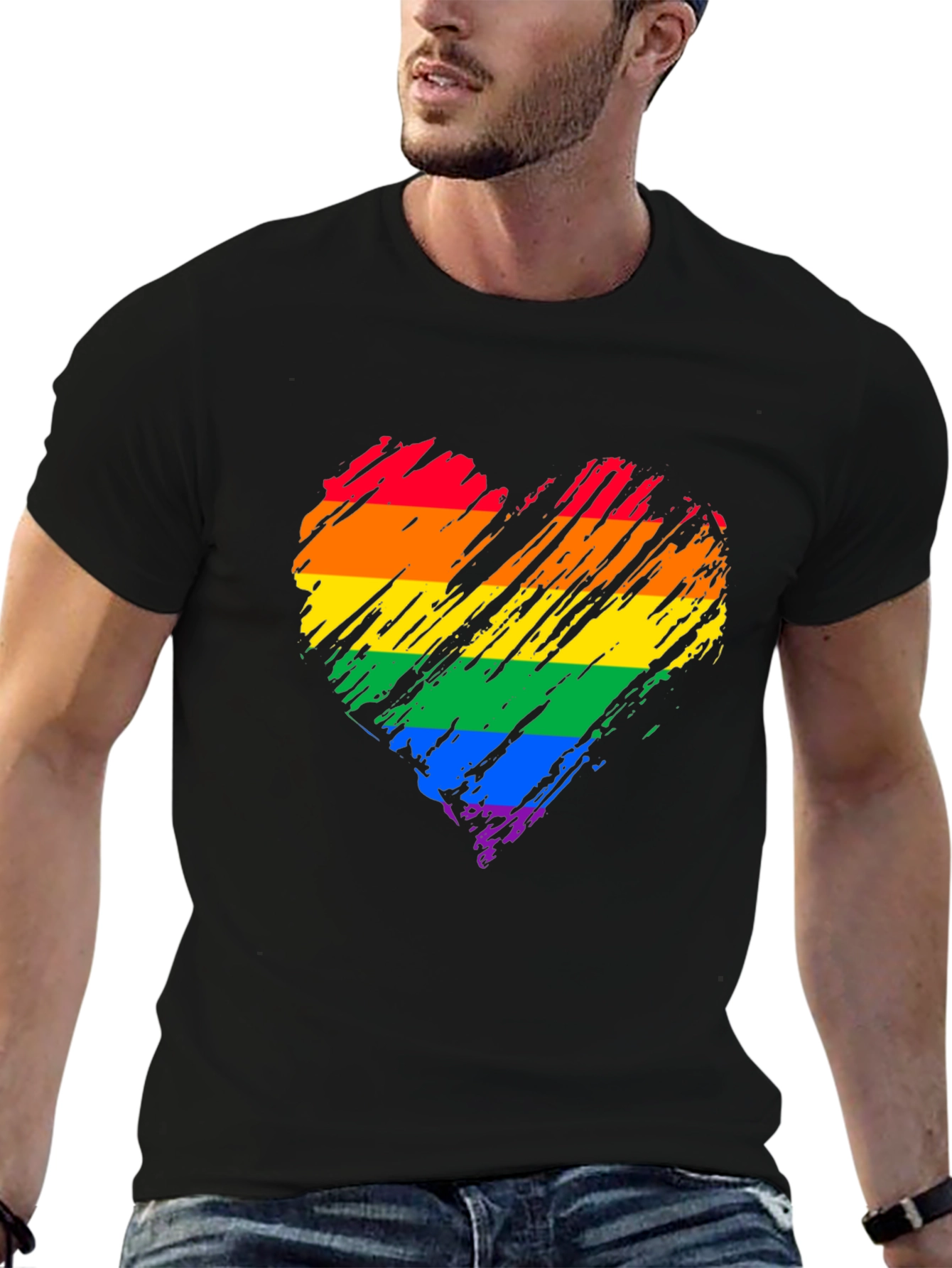 Rainbow Heart Graphic Tee - Pride Month Apparel