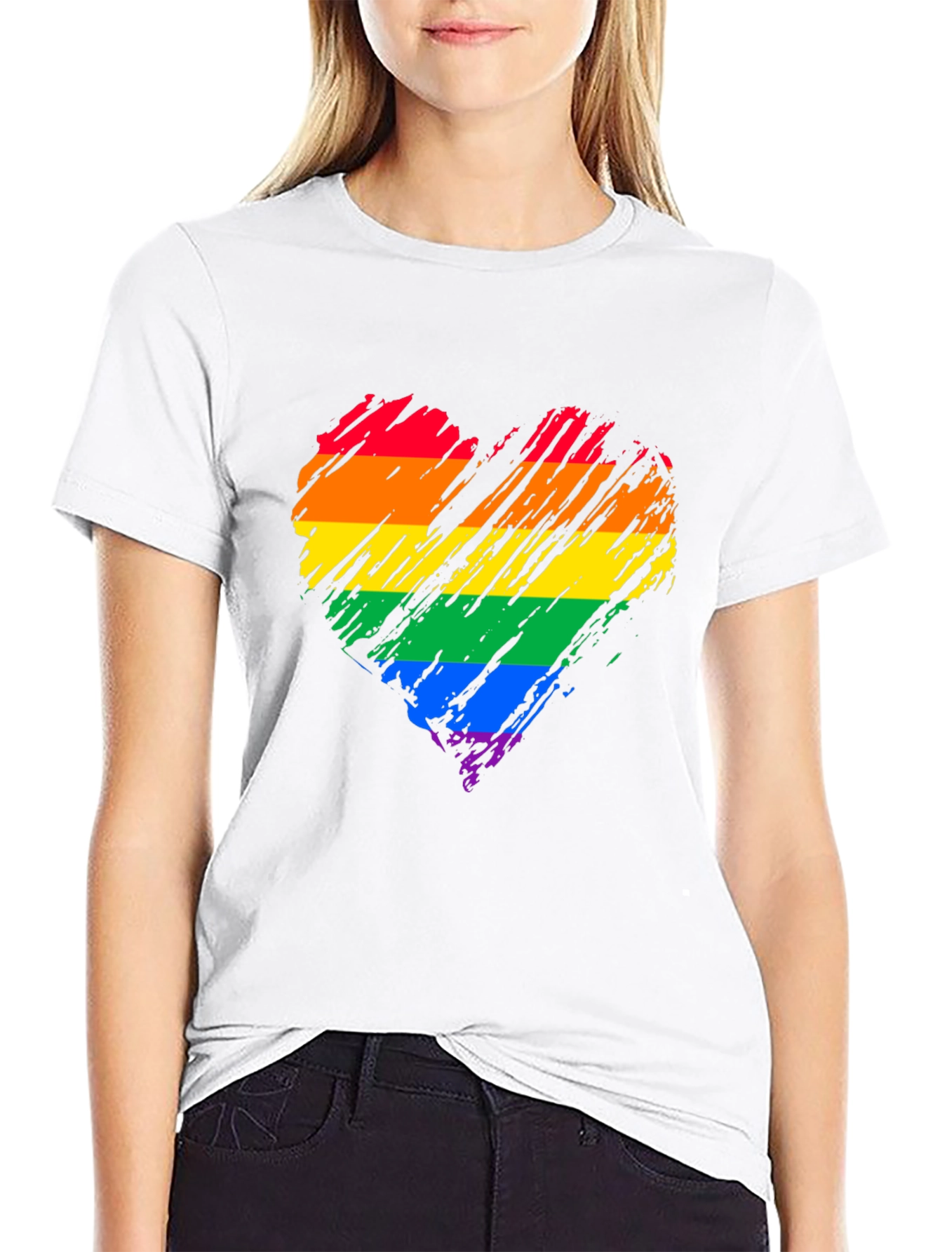 Rainbow Heart Graphic Tee - Pride Month Apparel