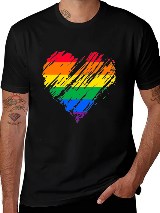 Rainbow Heart Graphic Tee - Pride Month Apparel