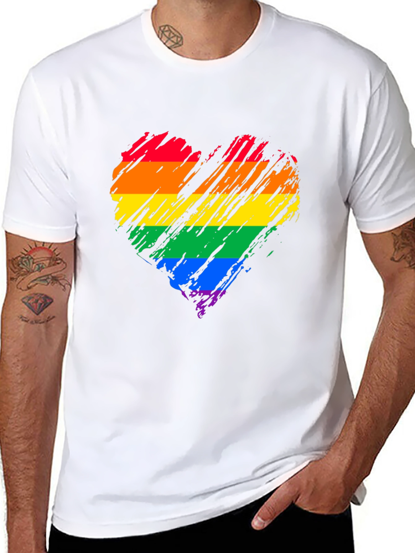 Rainbow Heart Graphic Tee - Pride Month Apparel