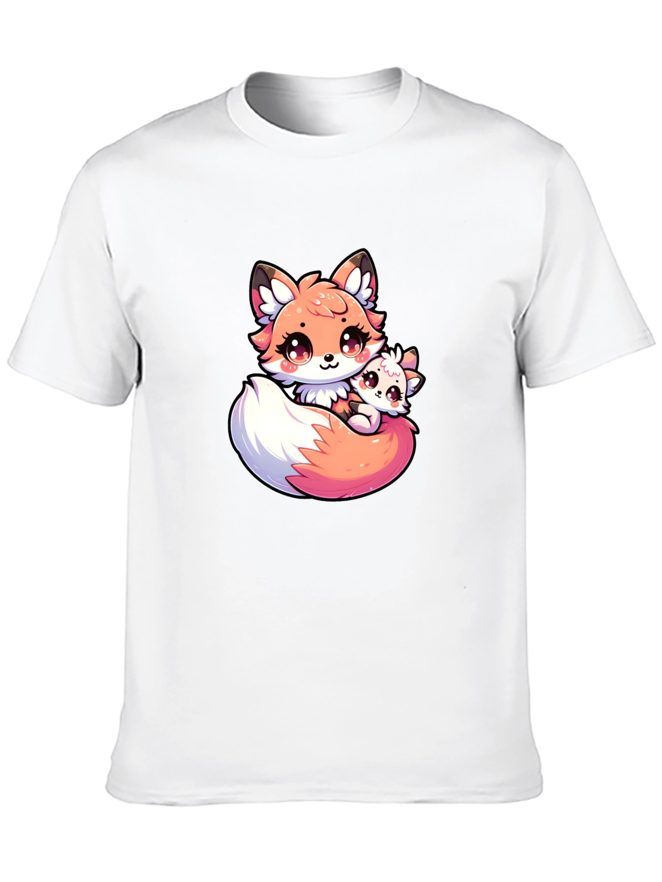 Cute Fox and Cub Black T-Shirt