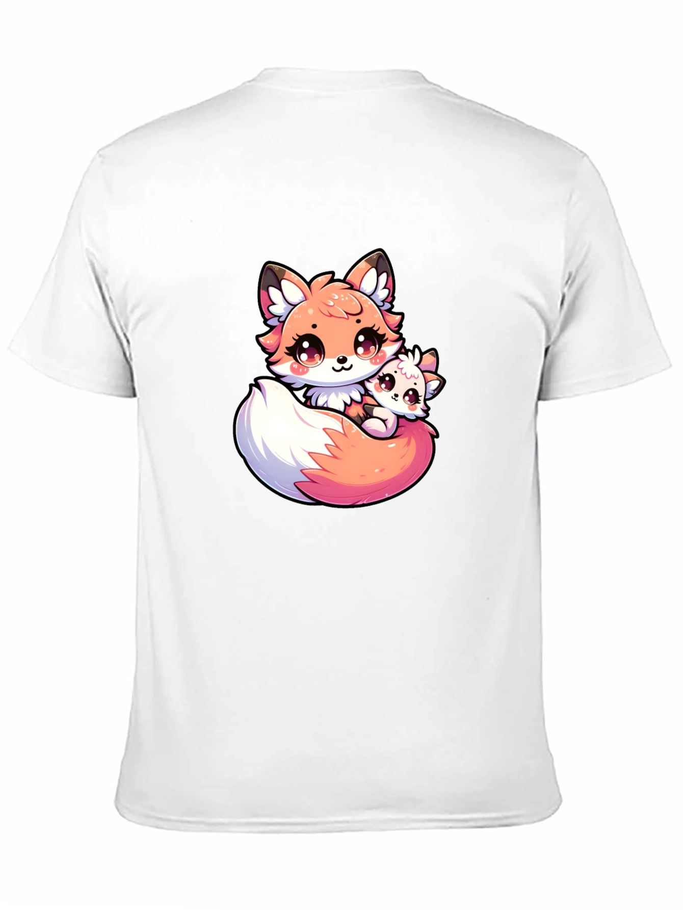 Cute Fox and Cub Black T-Shirt