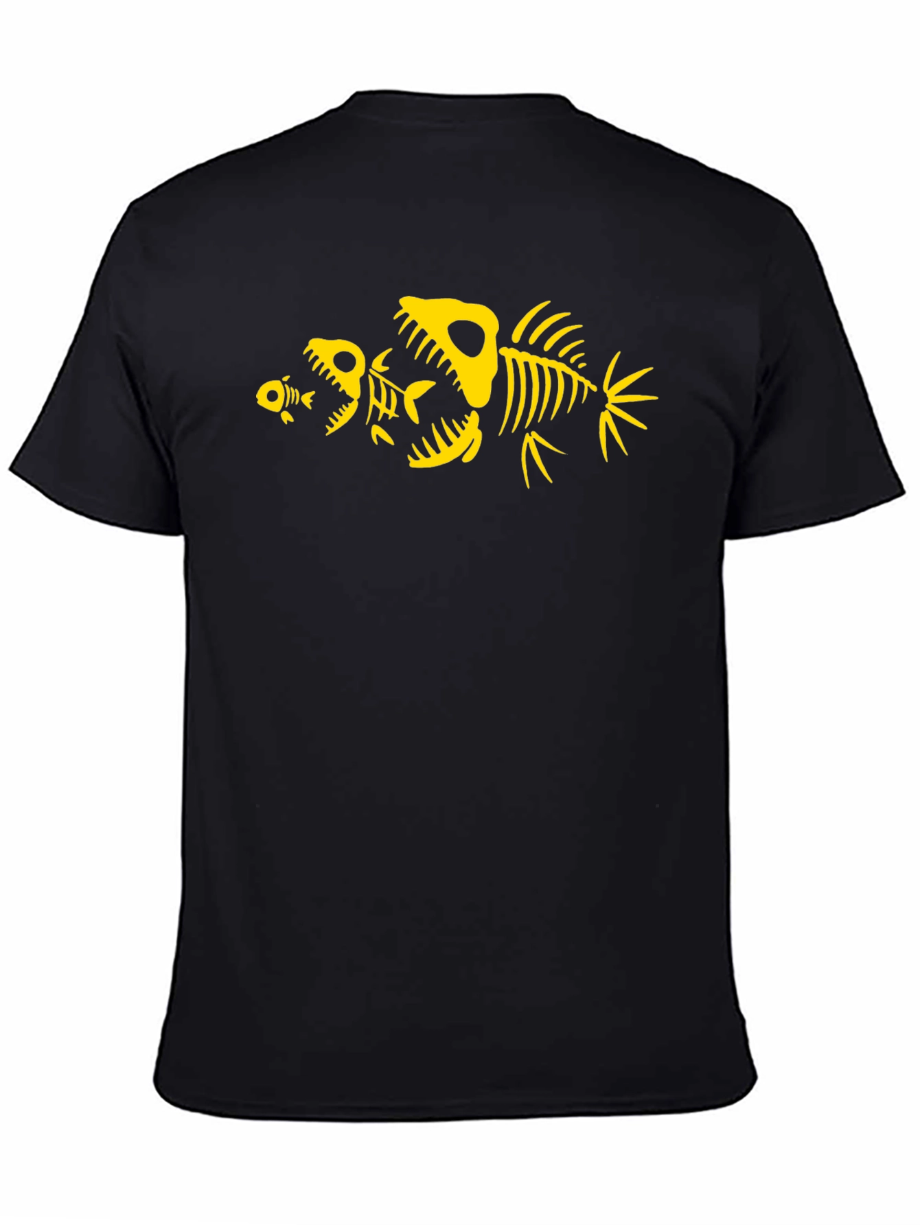 Fish Skeleton Graphic Tee - Black Cotton