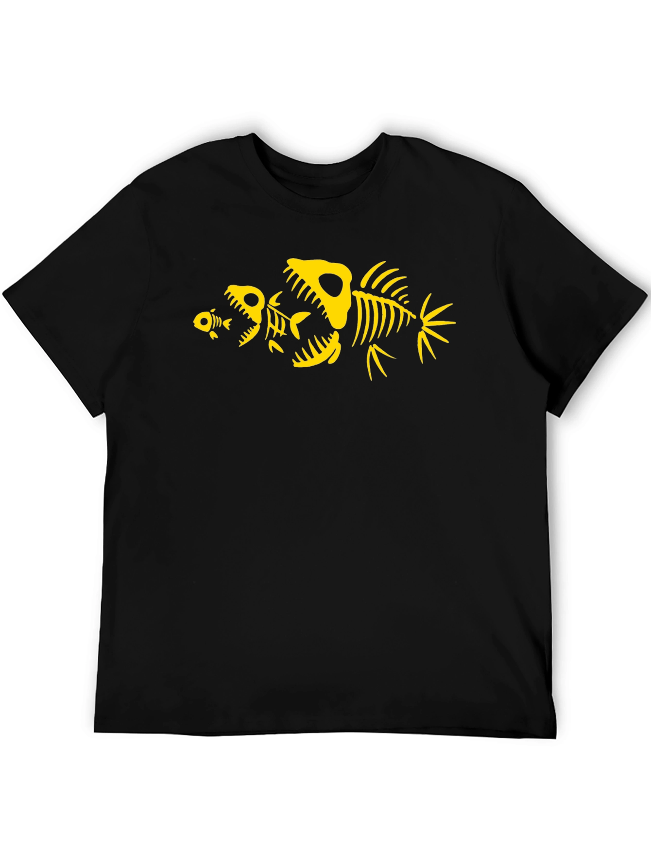 Fish Skeleton Graphic Tee - Black Cotton