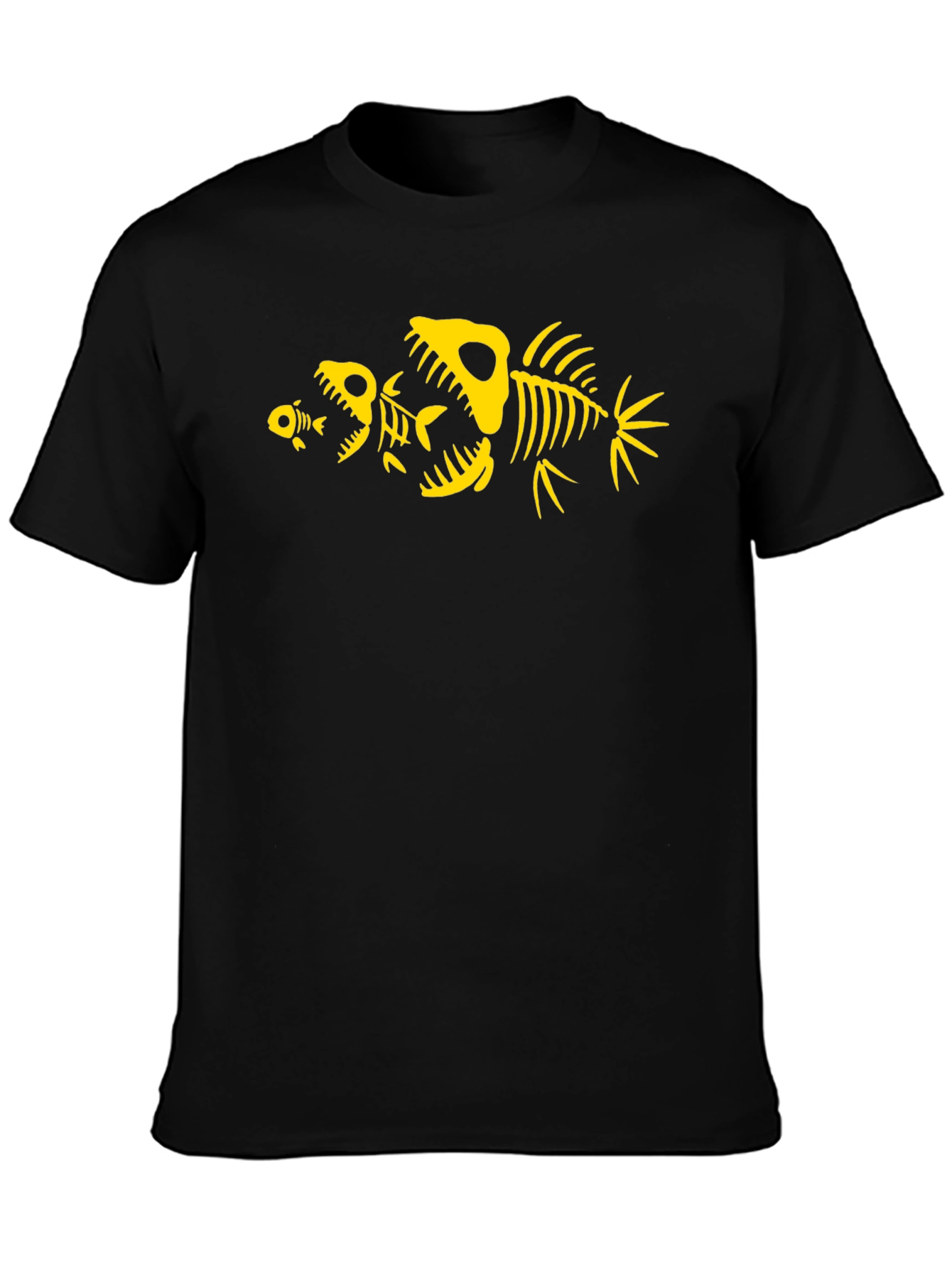 Fish Skeleton Graphic Tee - Black Cotton