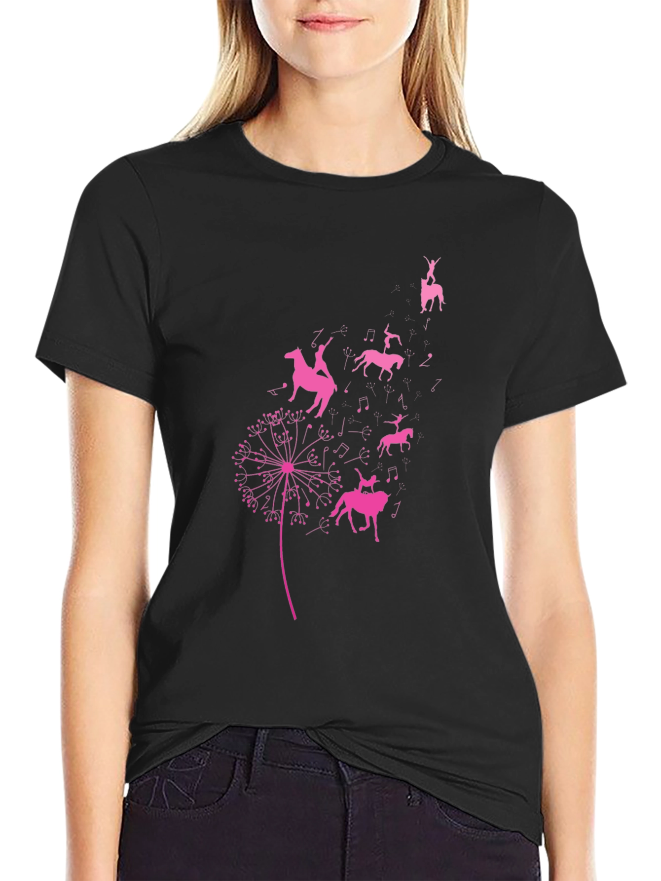 Equestrian Dandelion T-Shirt - Black