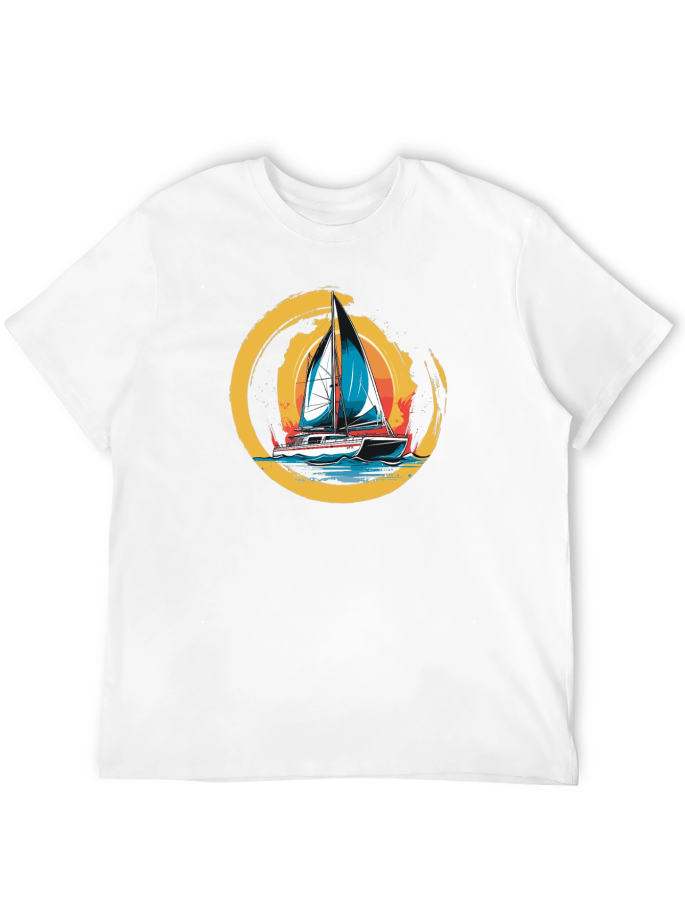 Sailboat Graphic Tee - Black Cotton T-Shirt