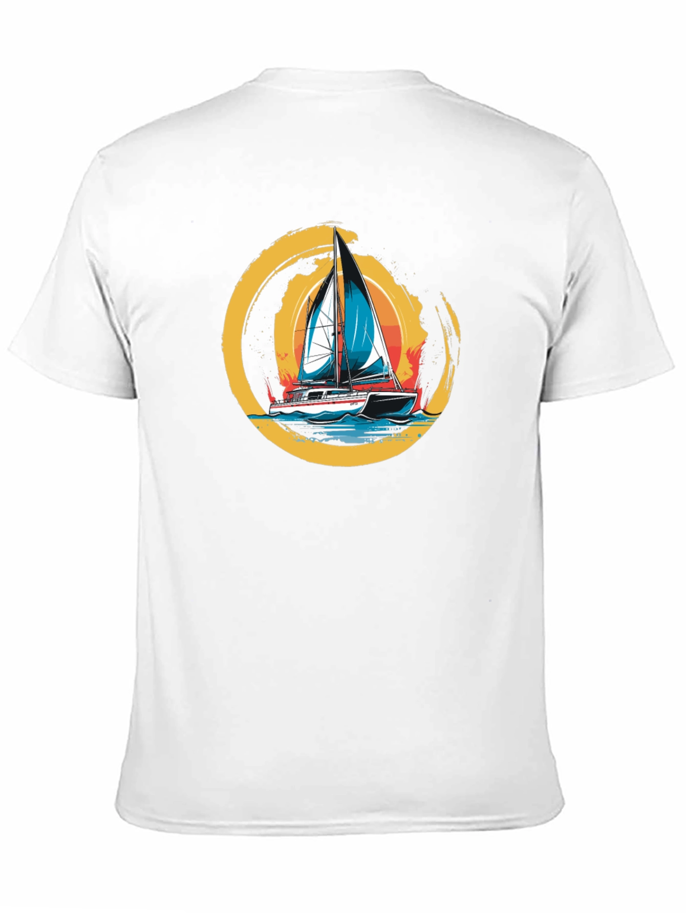 Sailboat Graphic Tee - Black Cotton T-Shirt