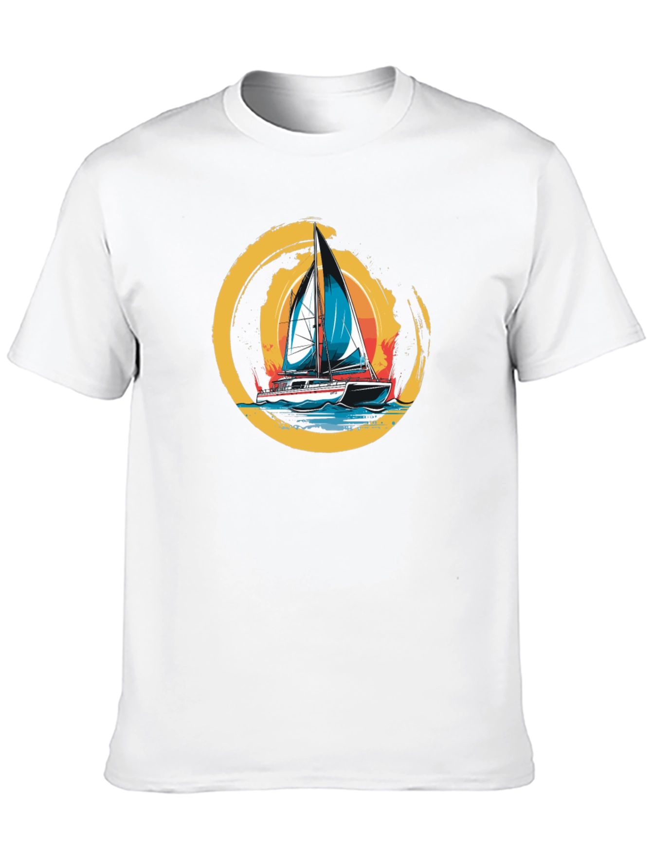 Sailboat Graphic Tee - Black Cotton T-Shirt