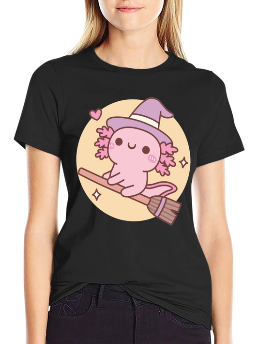 Axolotl Witch T-Shirt - Cute Halloween Tee