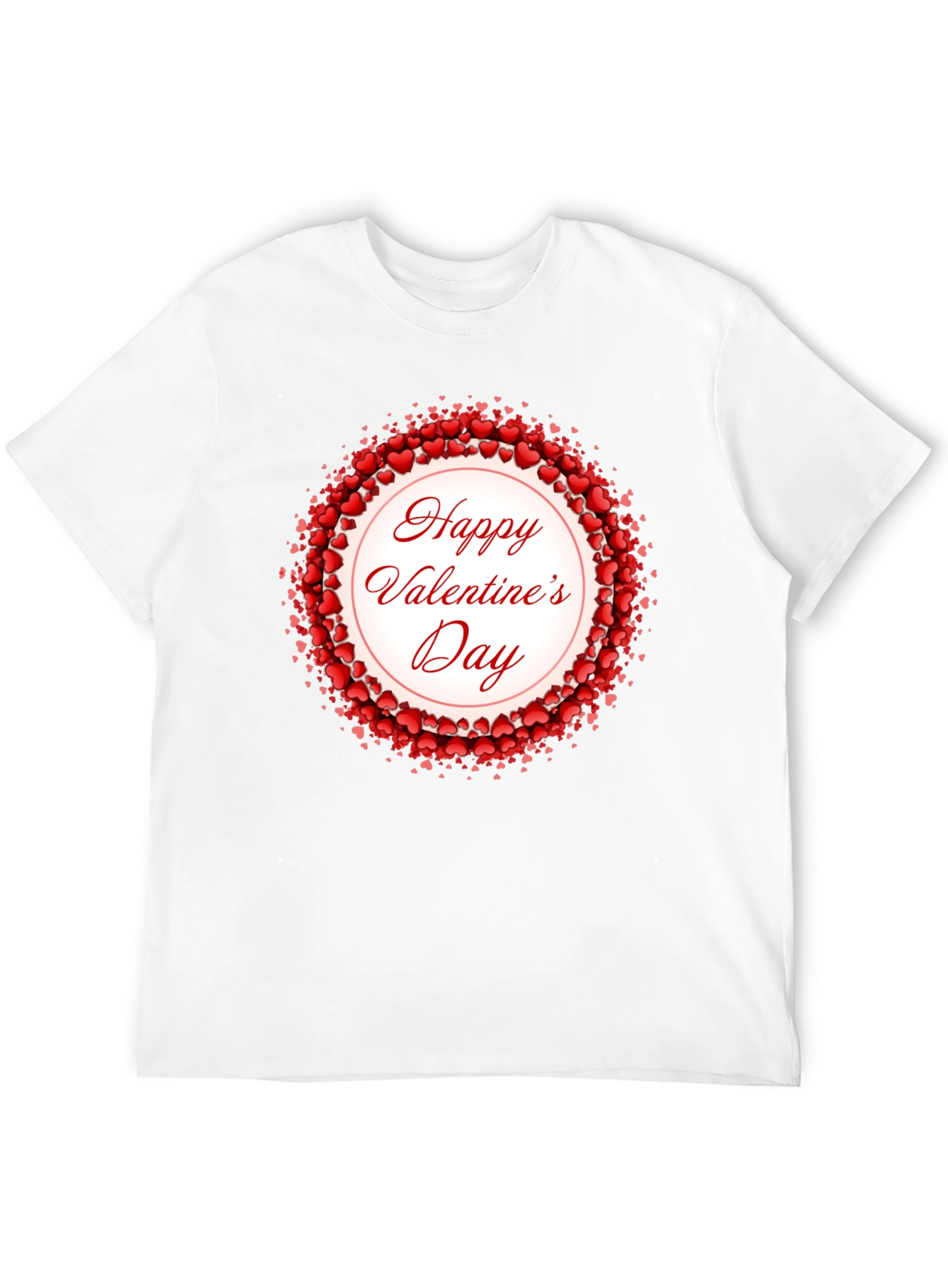 Happy Valentines Day Heart Wreath Black T-Shirt