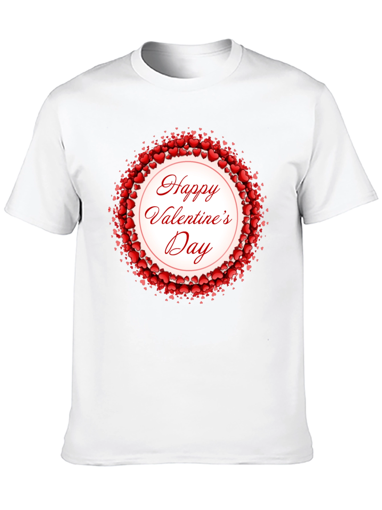 Happy Valentines Day Heart Wreath Black T-Shirt
